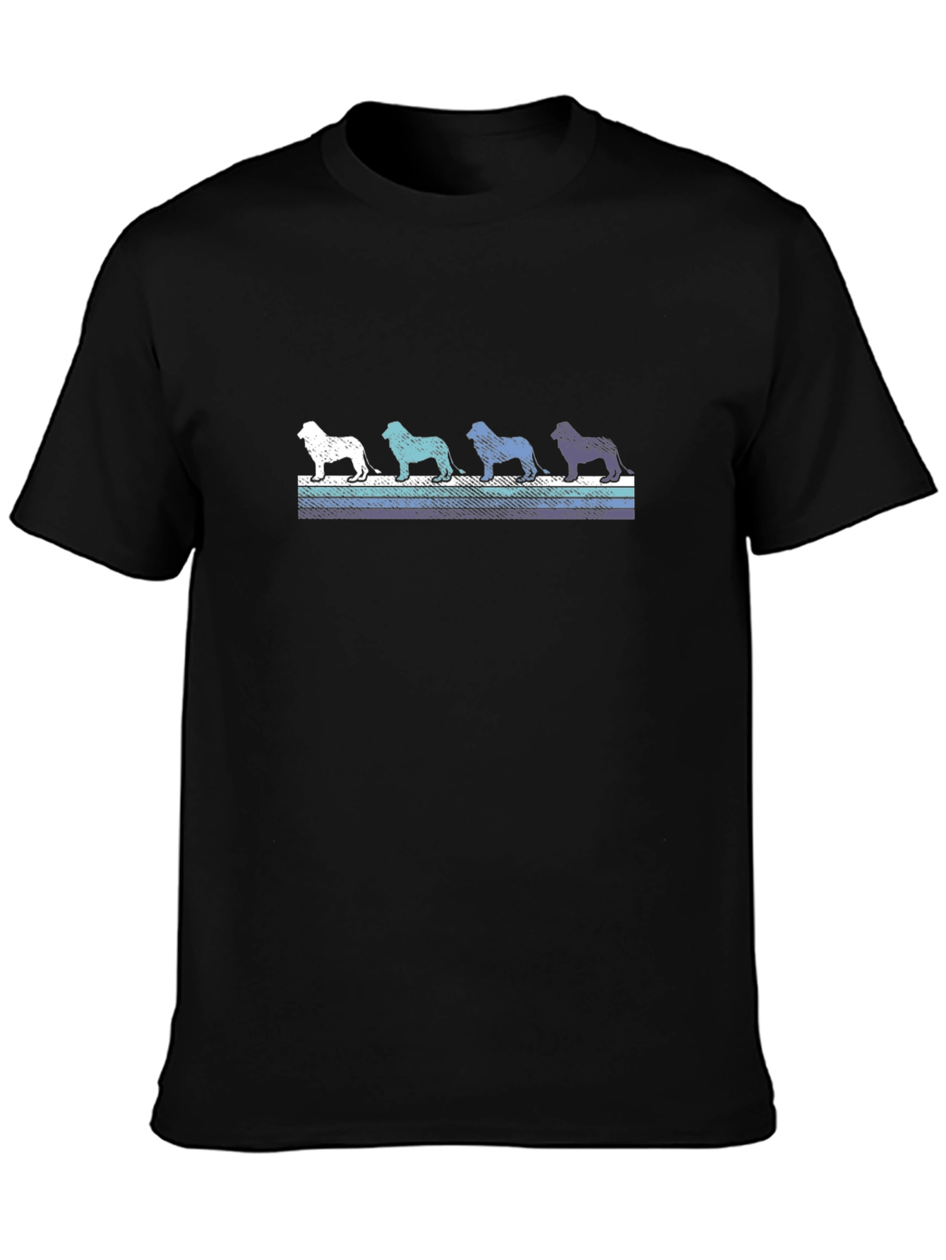 Bulldog Silhouette Retro Striped Black T-Shirt