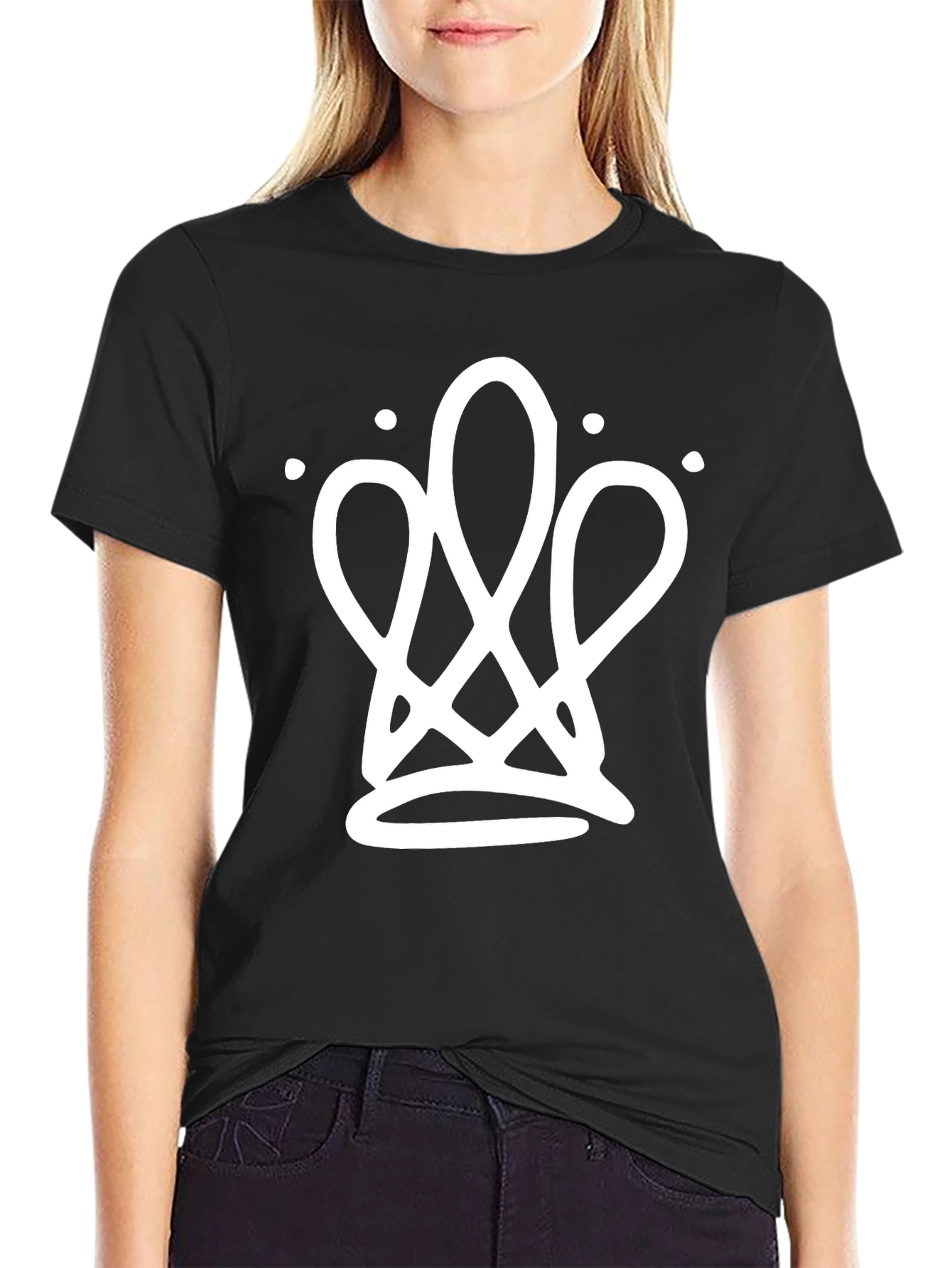 Abstract Crown Black T-Shirt - Modern Streetwear Design