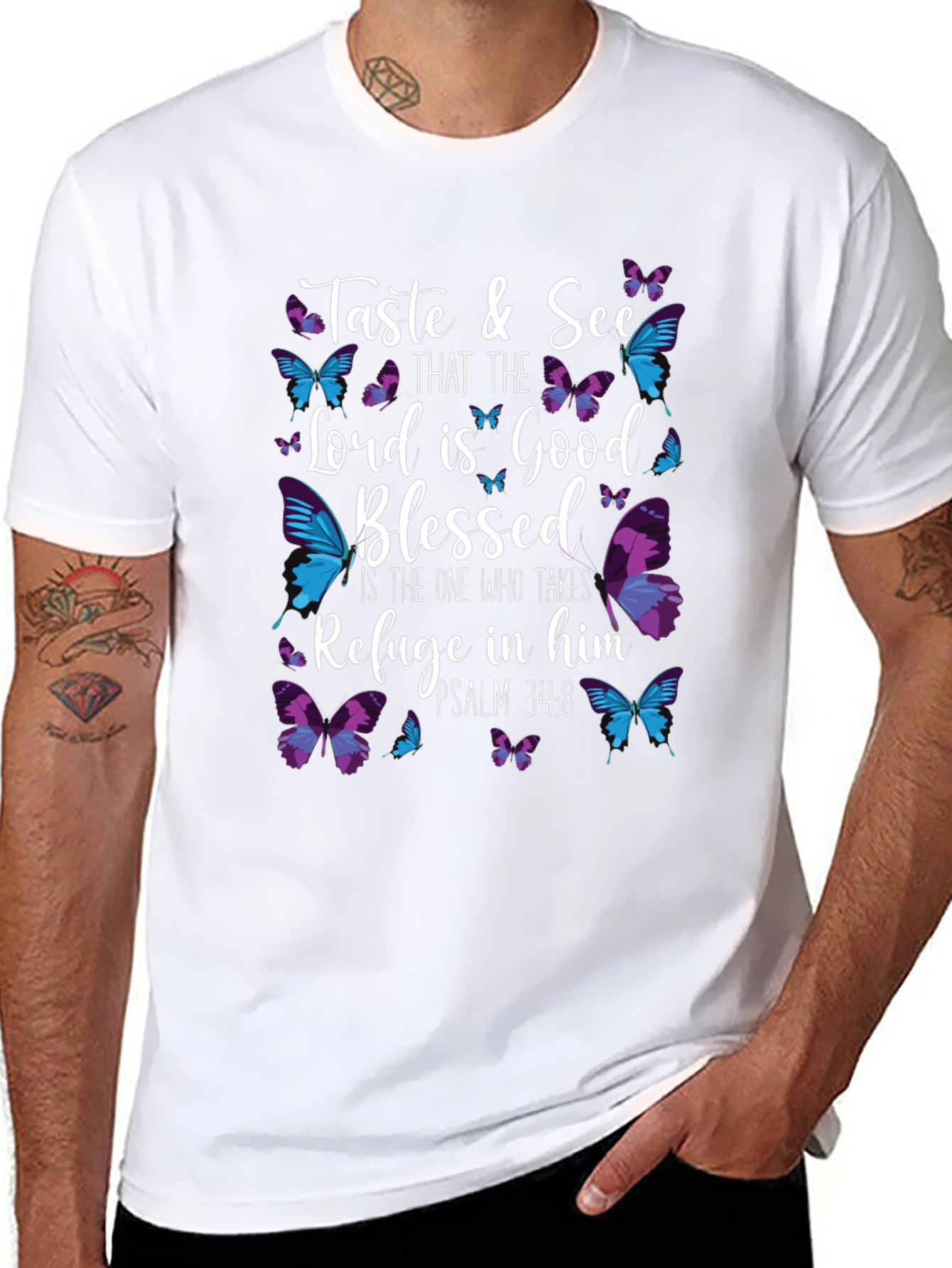 Taste and See Christian T-Shirt with Butterflies