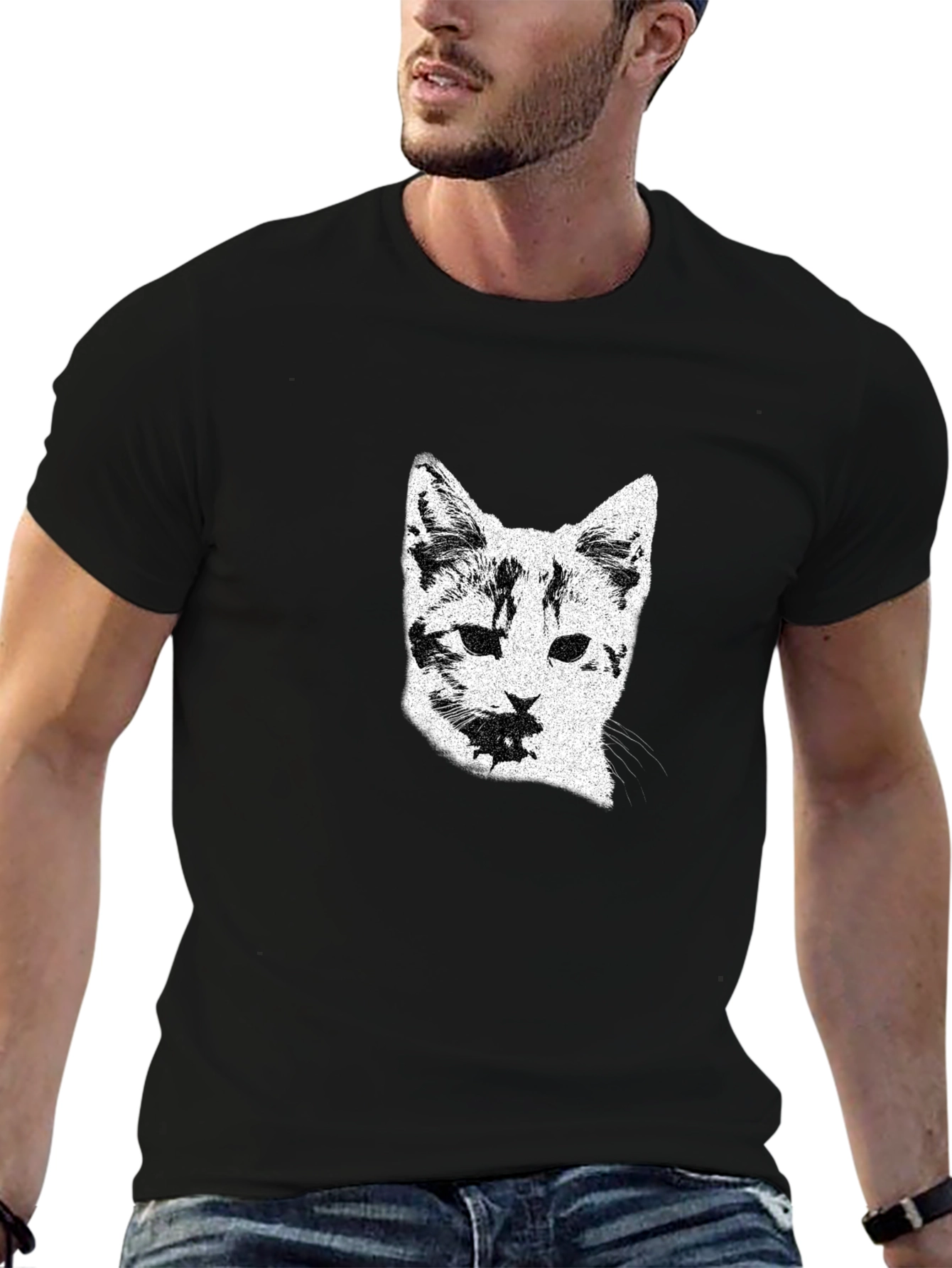 Black Cat Portrait Graphic Tee
