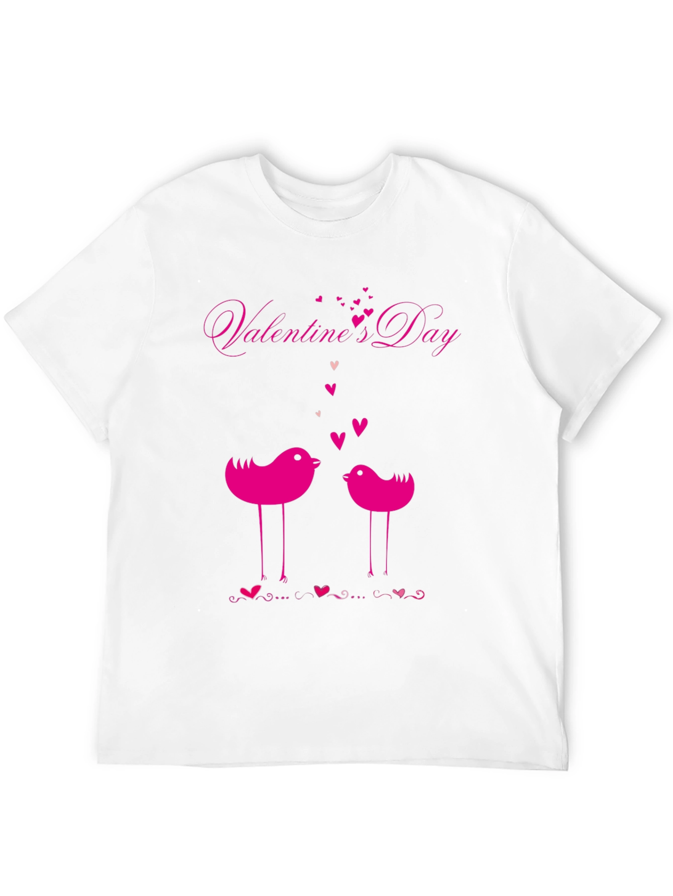 Valentines Day Birds Black T-Shirt