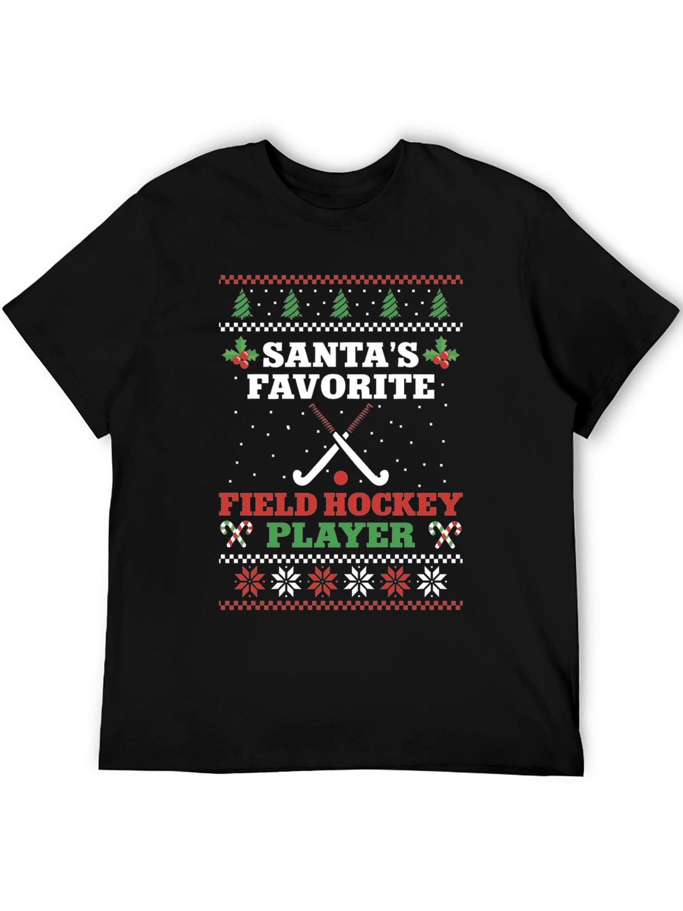 Santas Favorite Field Hockey Player Ugly Christmas T-Shirt
