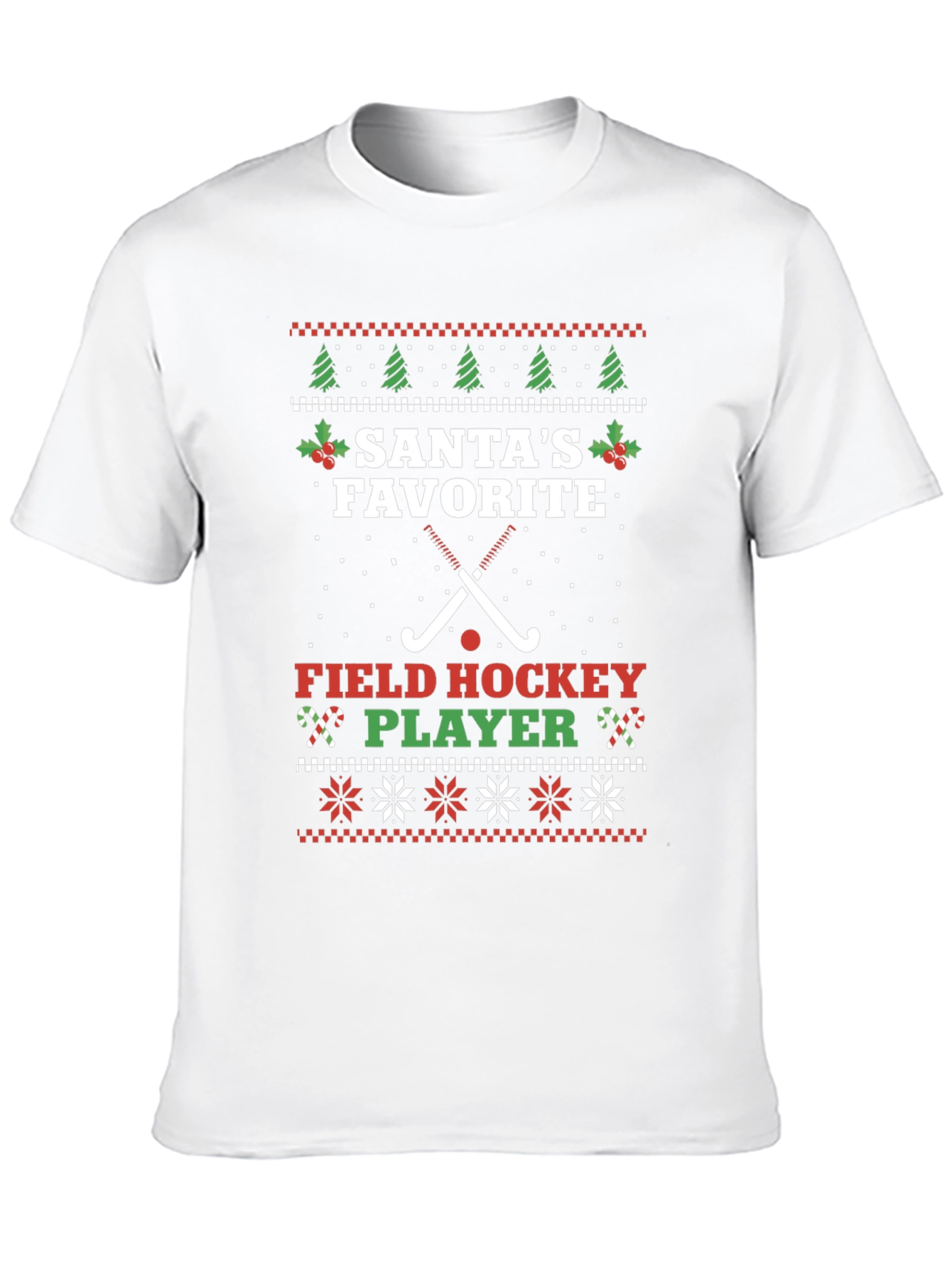 Santas Favorite Field Hockey Player Ugly Christmas T-Shirt