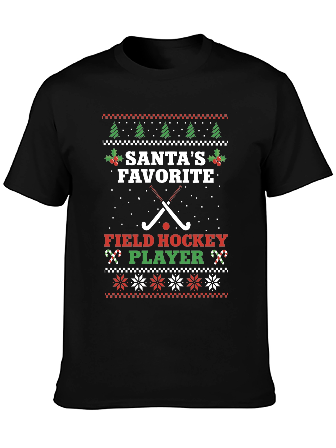 Santas Favorite Field Hockey Player Ugly Christmas T-Shirt