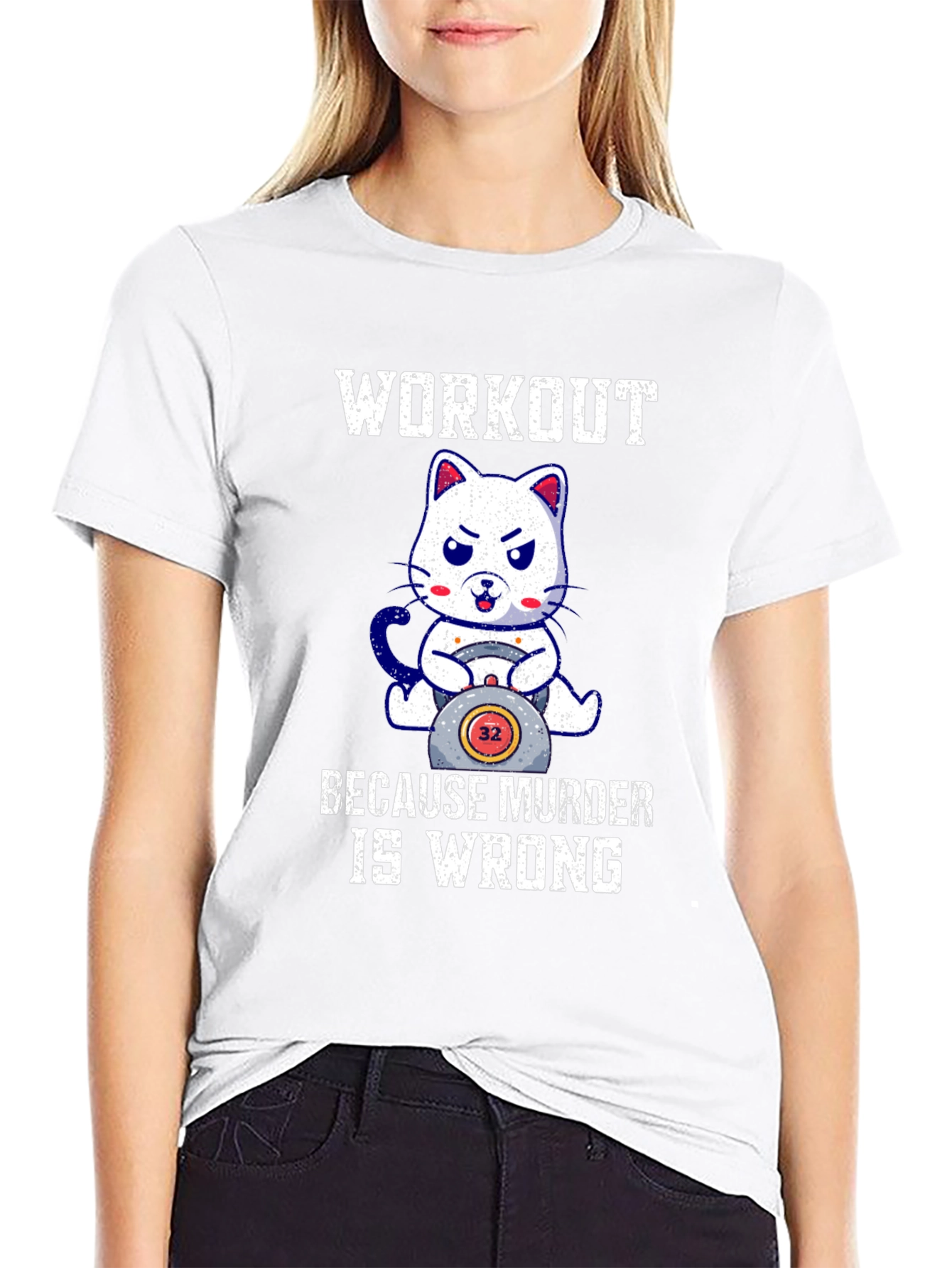 Workout Because Murder Is Wrong Cat T-Shirt