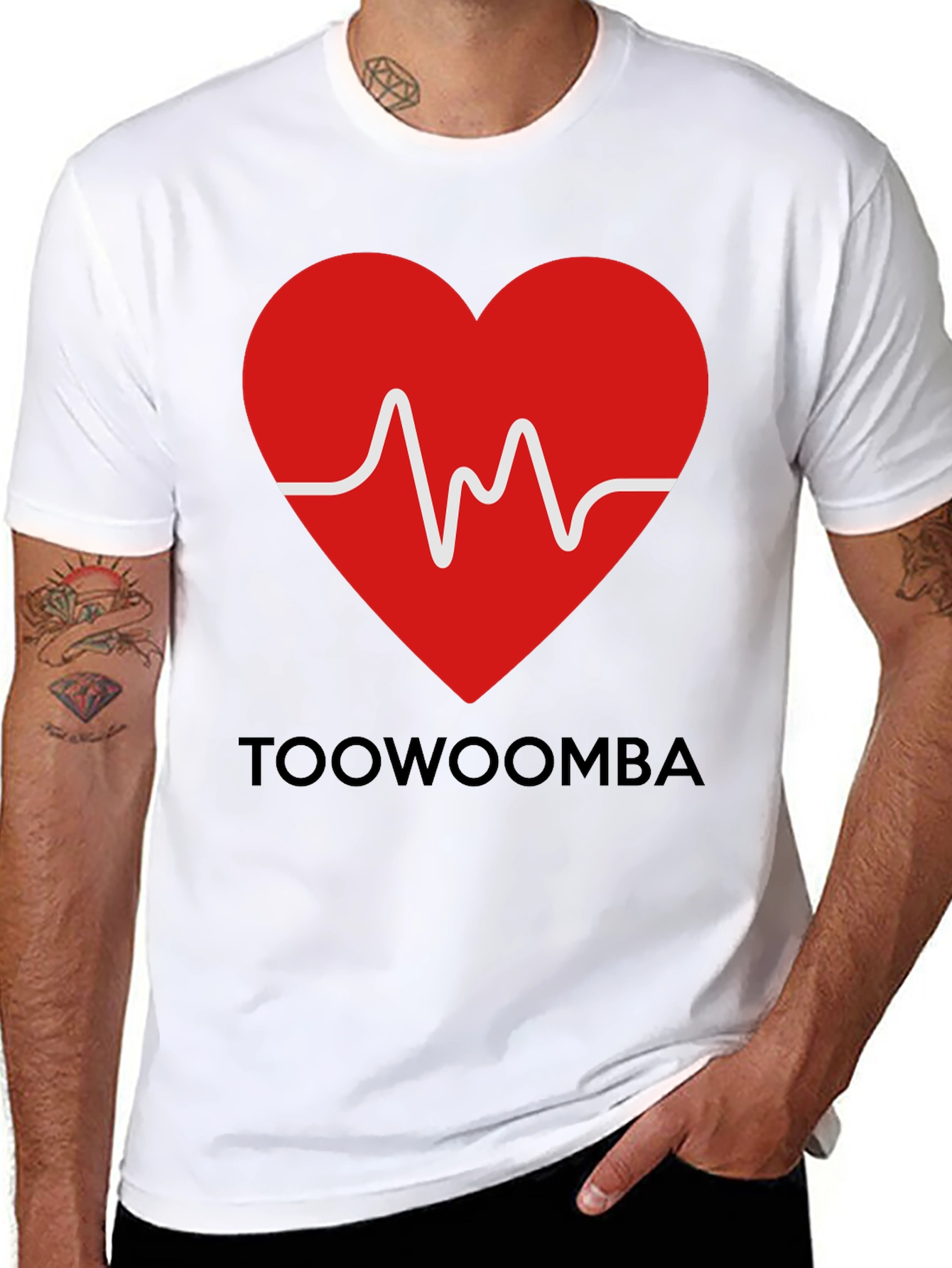 Toowoomba Heartbeat T-Shirt - Mens Black Graphic Tee