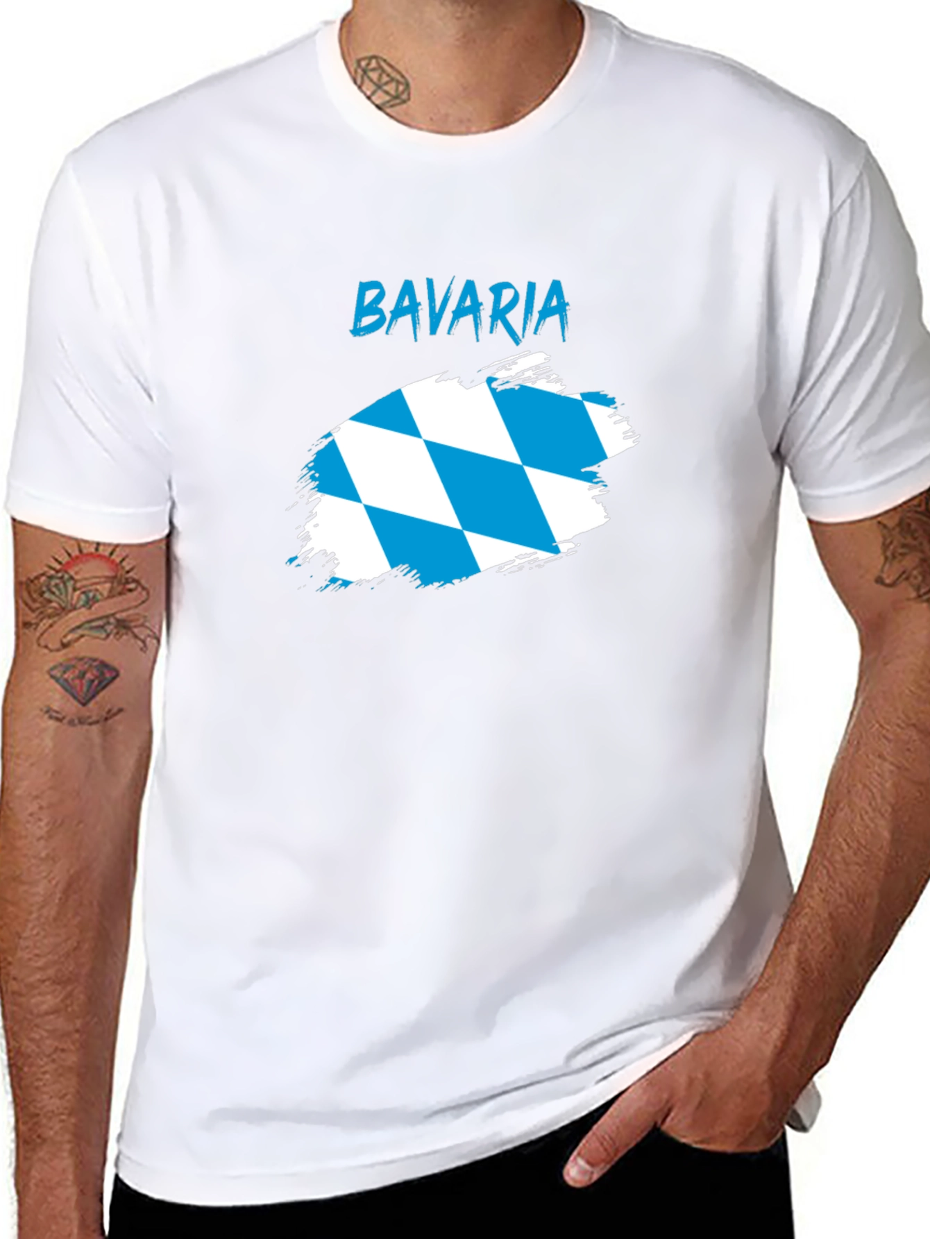 Bavaria Flag Graphic Tee - Black Cotton T-Shirt