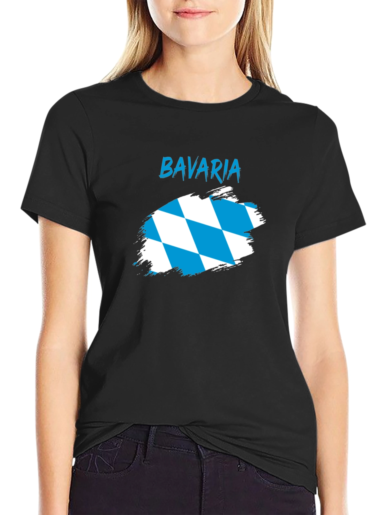 Bavaria Flag Graphic Tee - Black Cotton T-Shirt