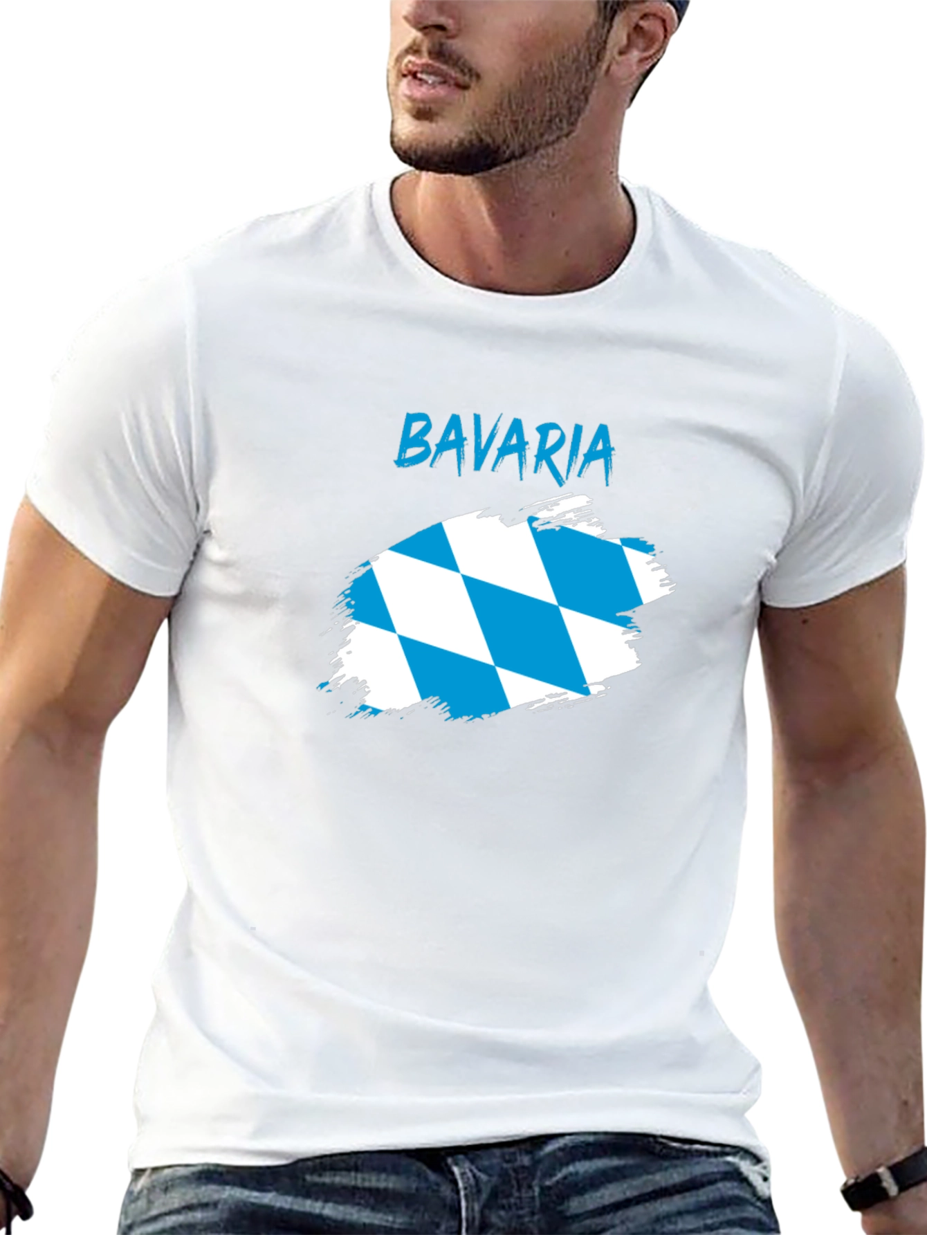 Bavaria Flag Graphic Tee - Black Cotton T-Shirt