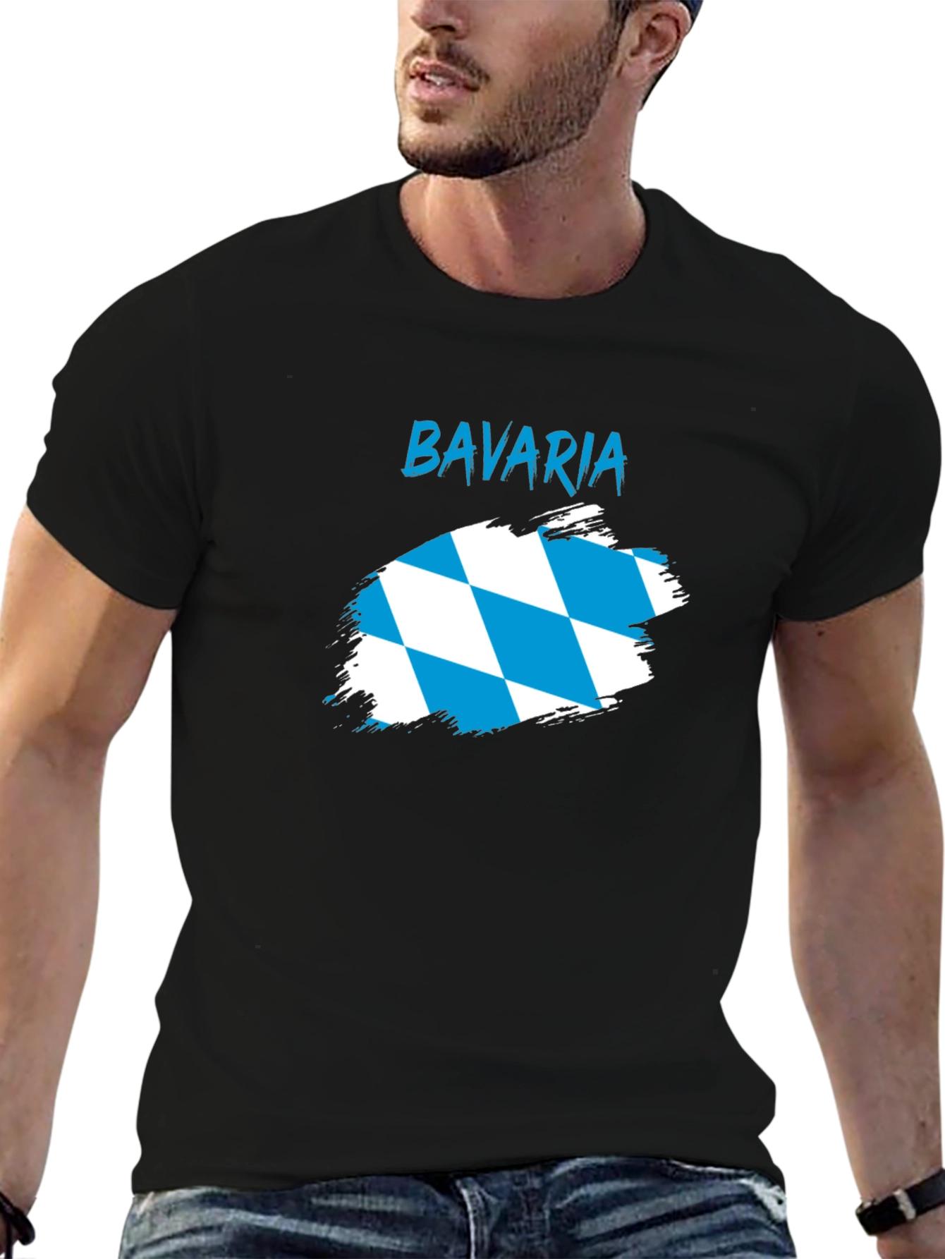 Bavaria Flag Graphic Tee - Black Cotton T-Shirt