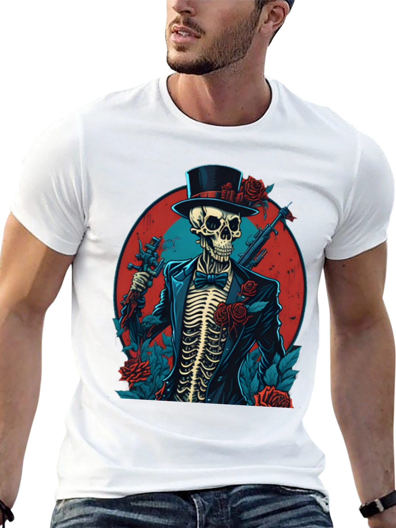 Skeleton Gangster Graphic Tee