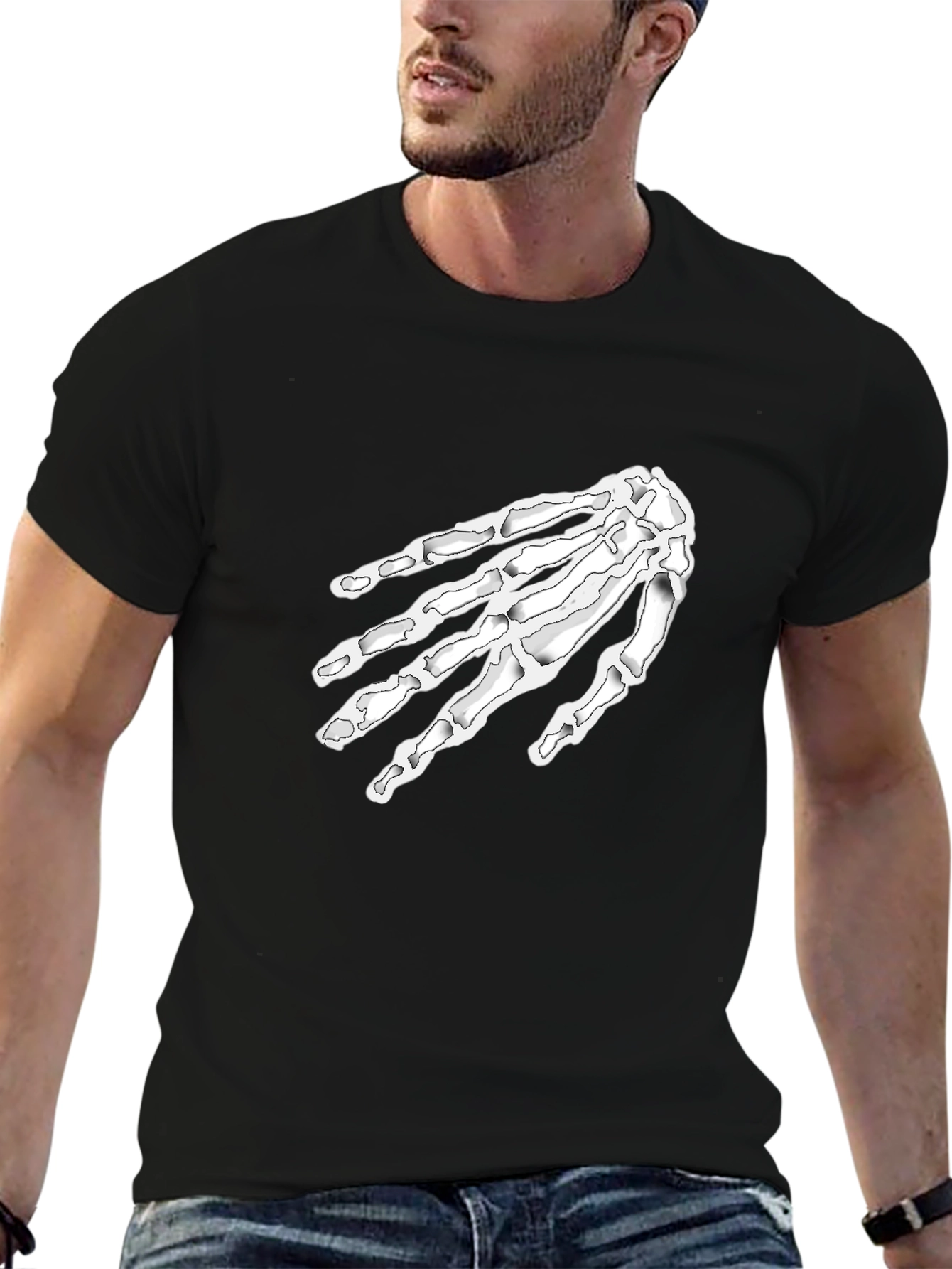 Skeleton Hand Print Black T-Shirt
