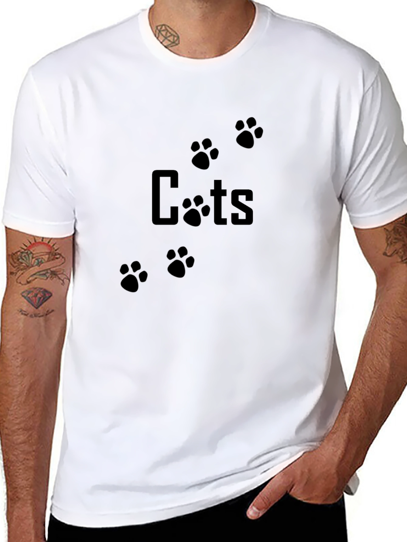 Cool Cats Paw Print Black T-Shirt
