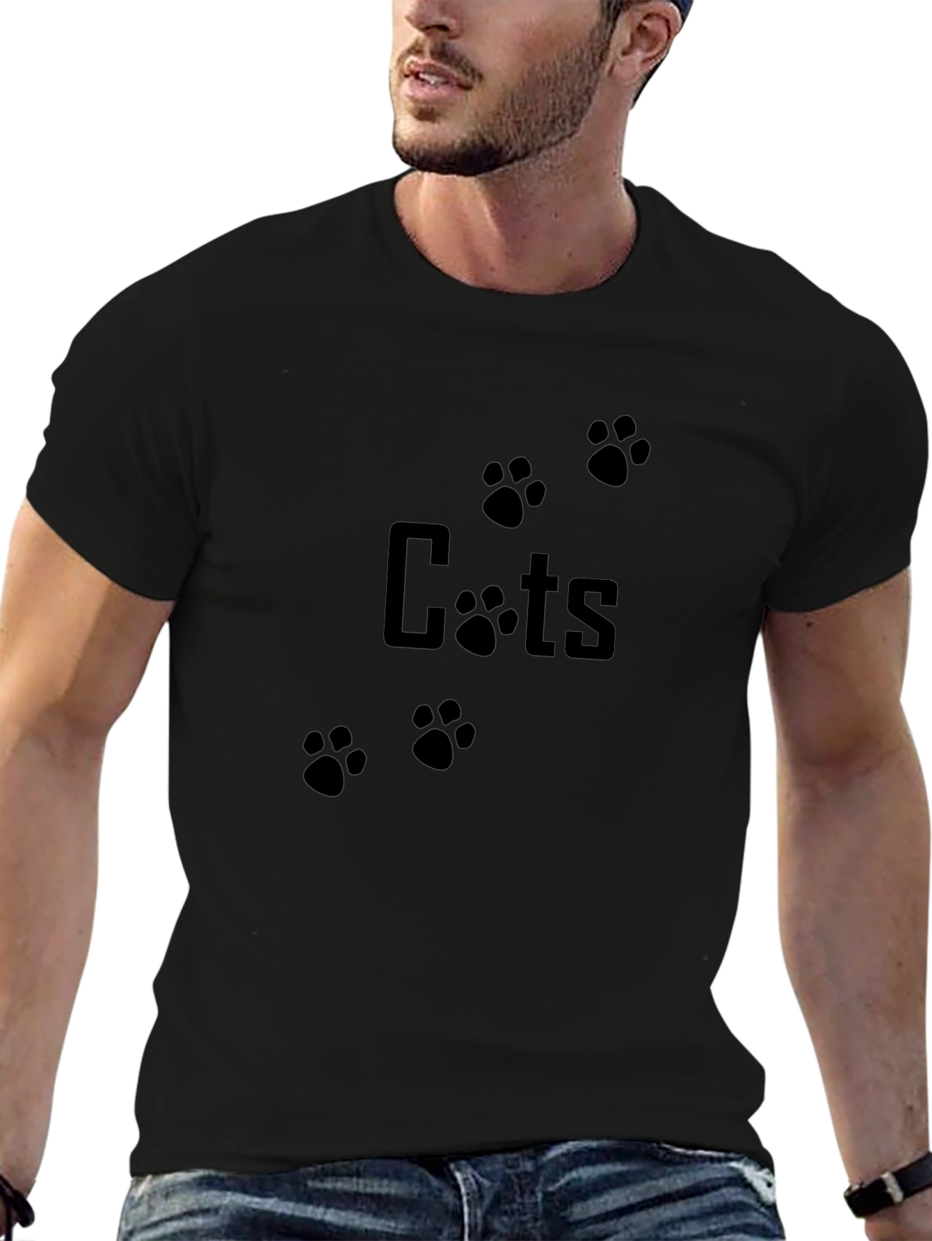 Cool Cats Paw Print Black T-Shirt