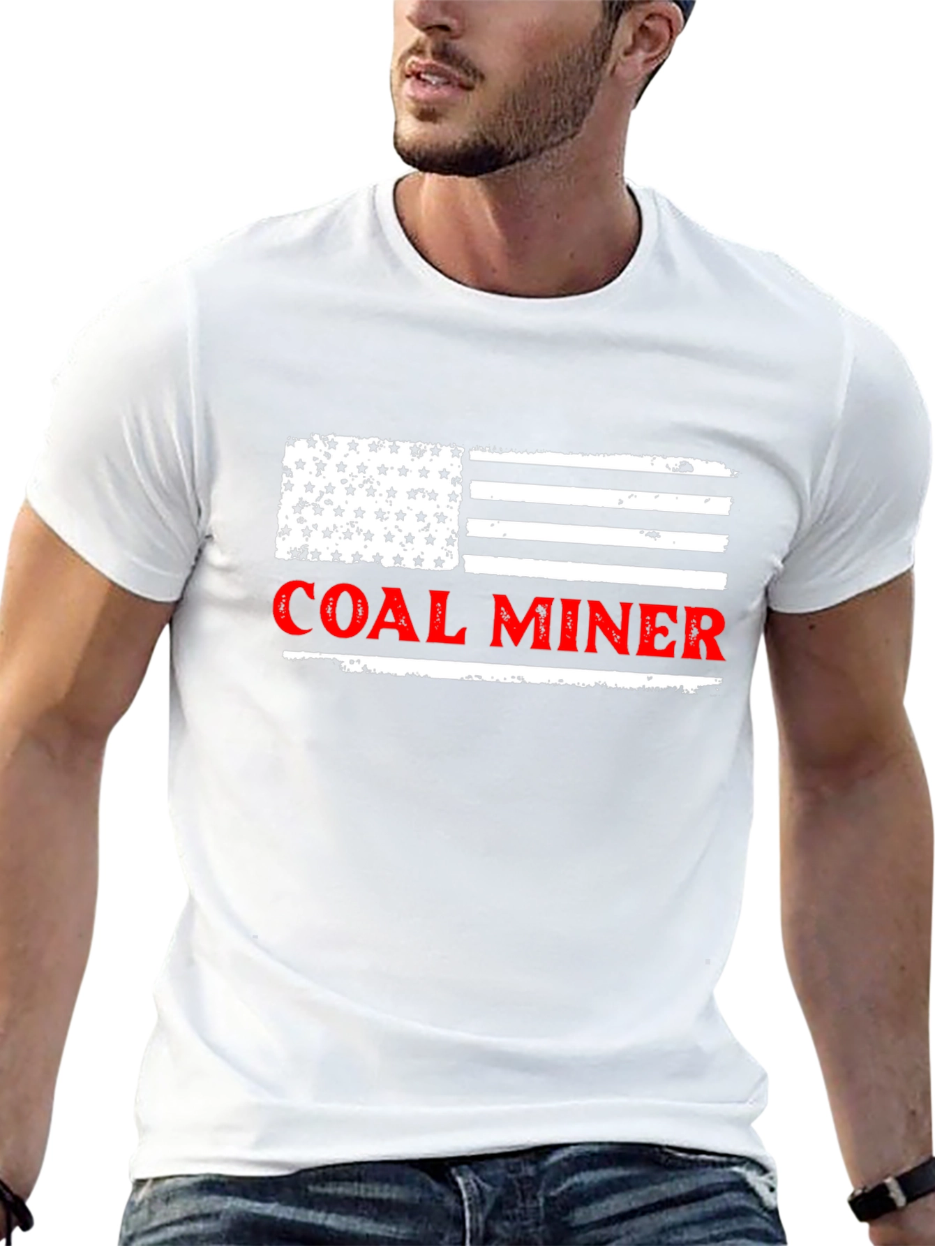 Coal Miner American Flag Graphic T-Shirt