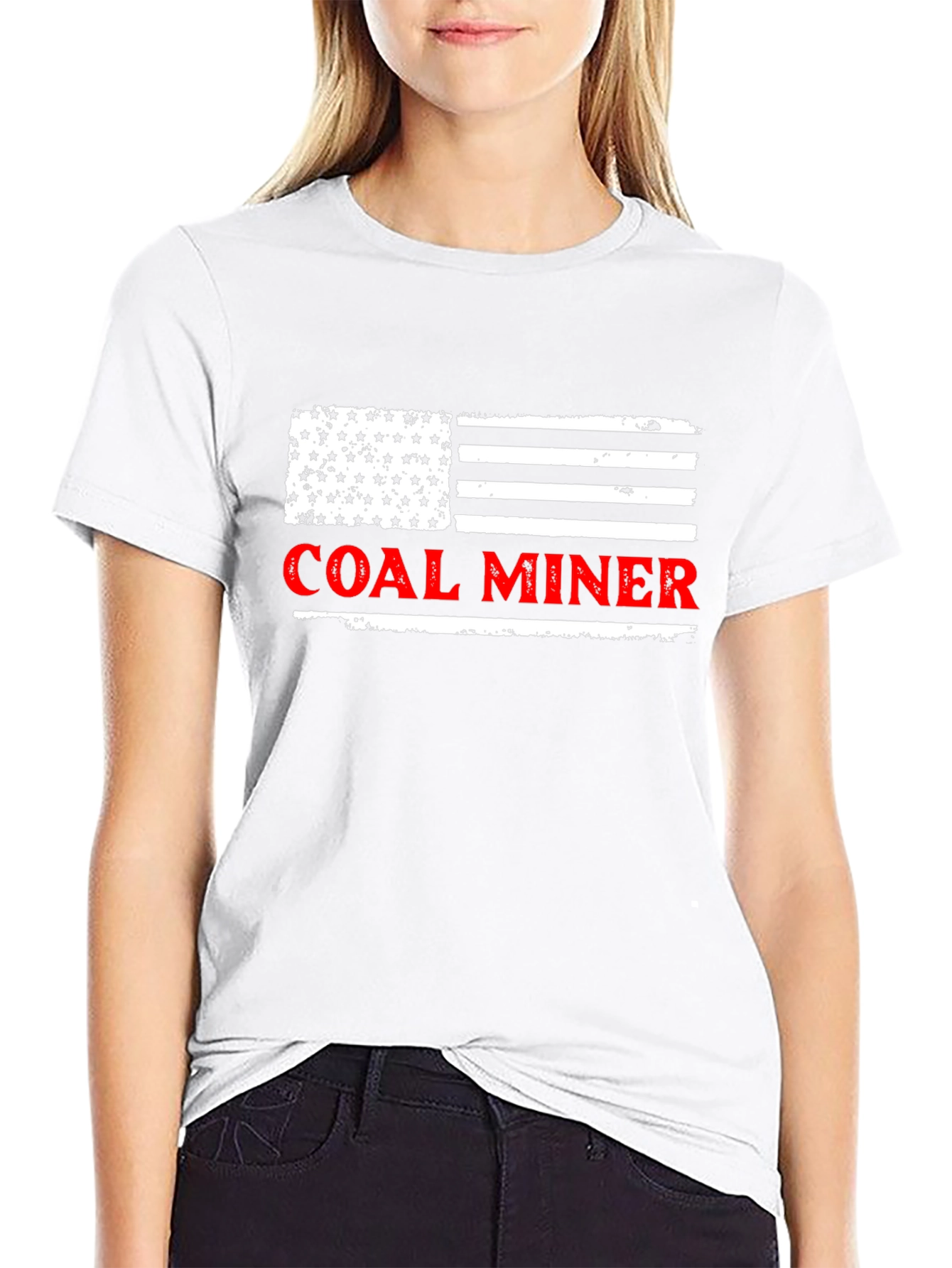 Coal Miner American Flag Graphic T-Shirt