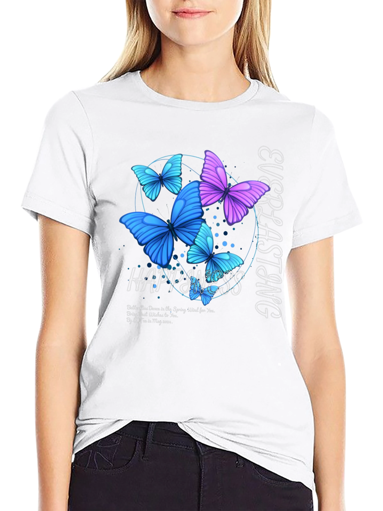 Everlasting Happiness Butterfly Graphic T-Shirt