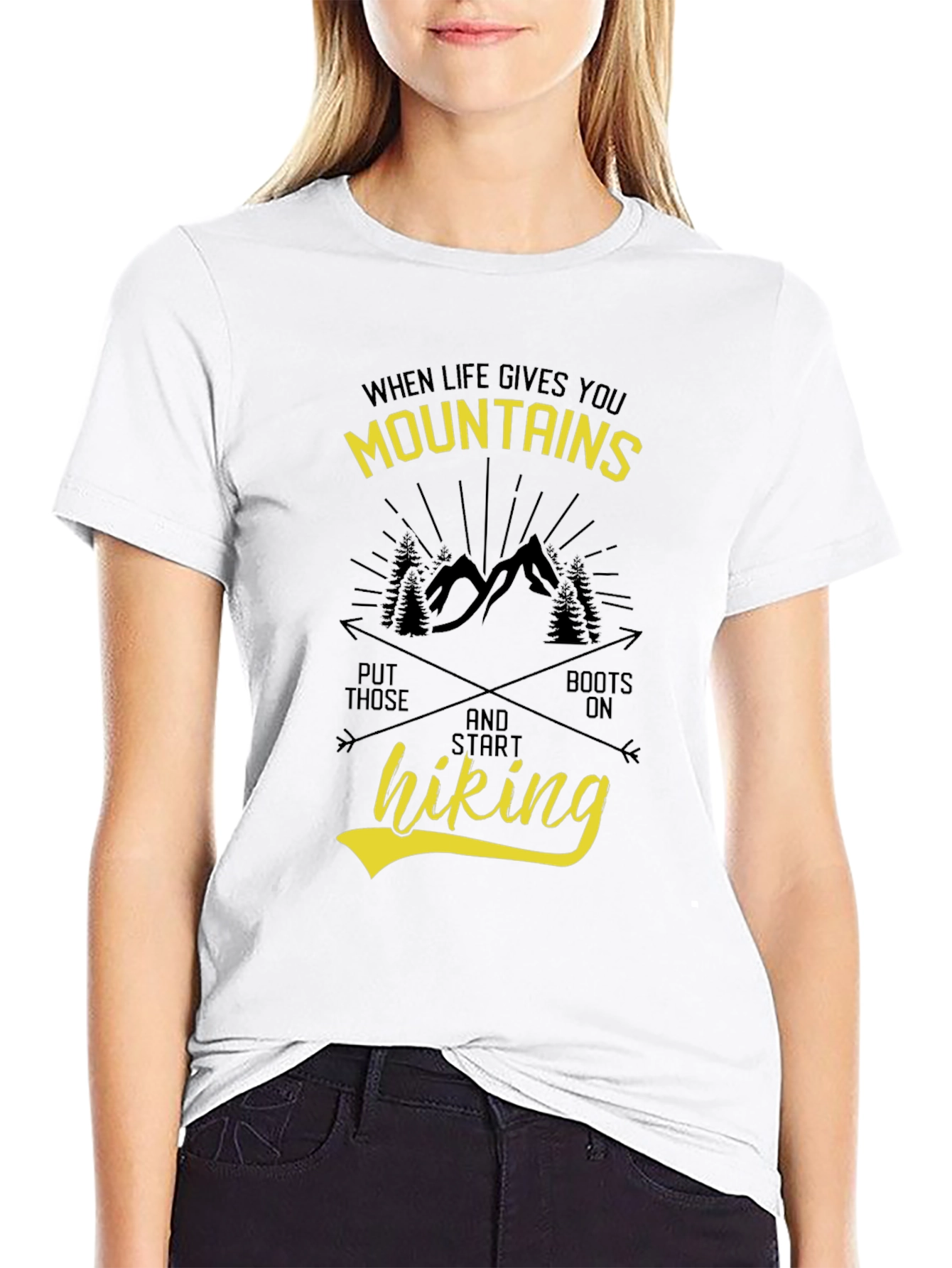 Mountains & Hiking Graphic Tee - Black