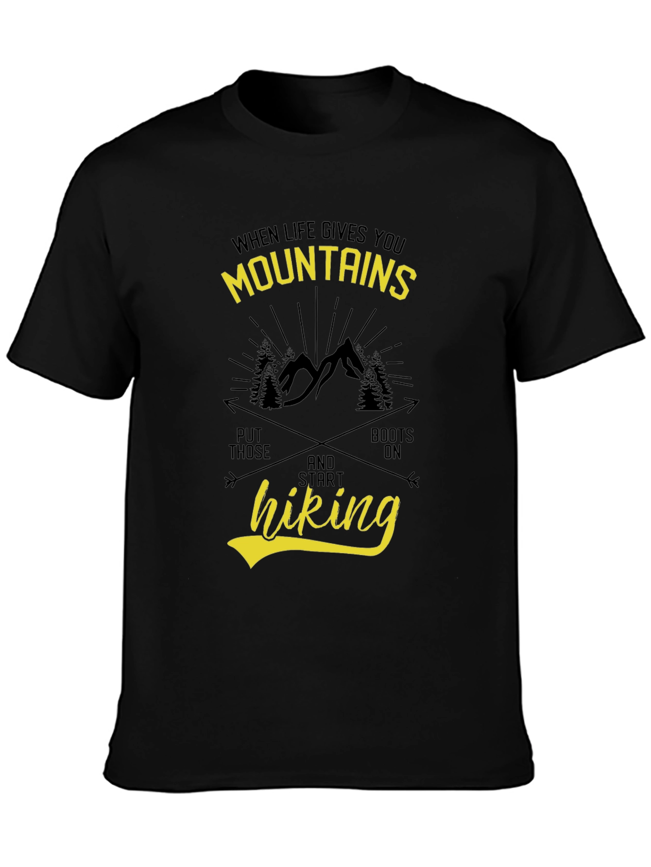 Mountains & Hiking Graphic Tee - Black