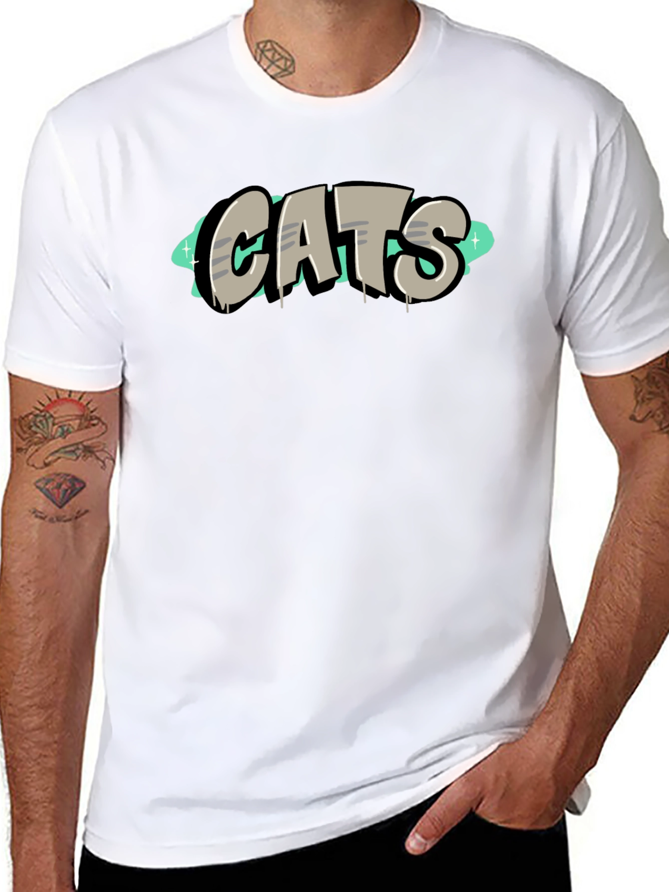 CATS Graphic Tee - Black Cotton T-Shirt