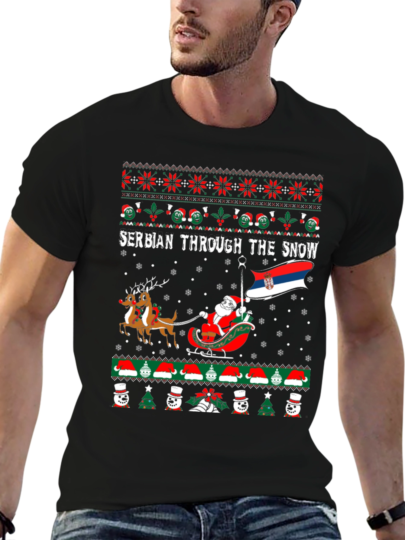 Serbian Through The Snow Ugly Christmas T-Shirt