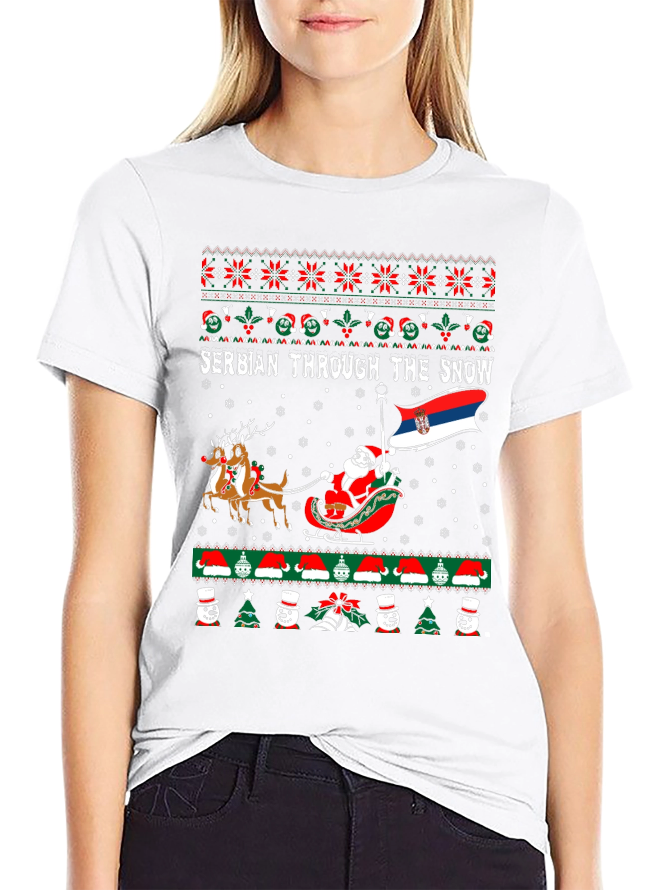 Serbian Through The Snow Ugly Christmas T-Shirt