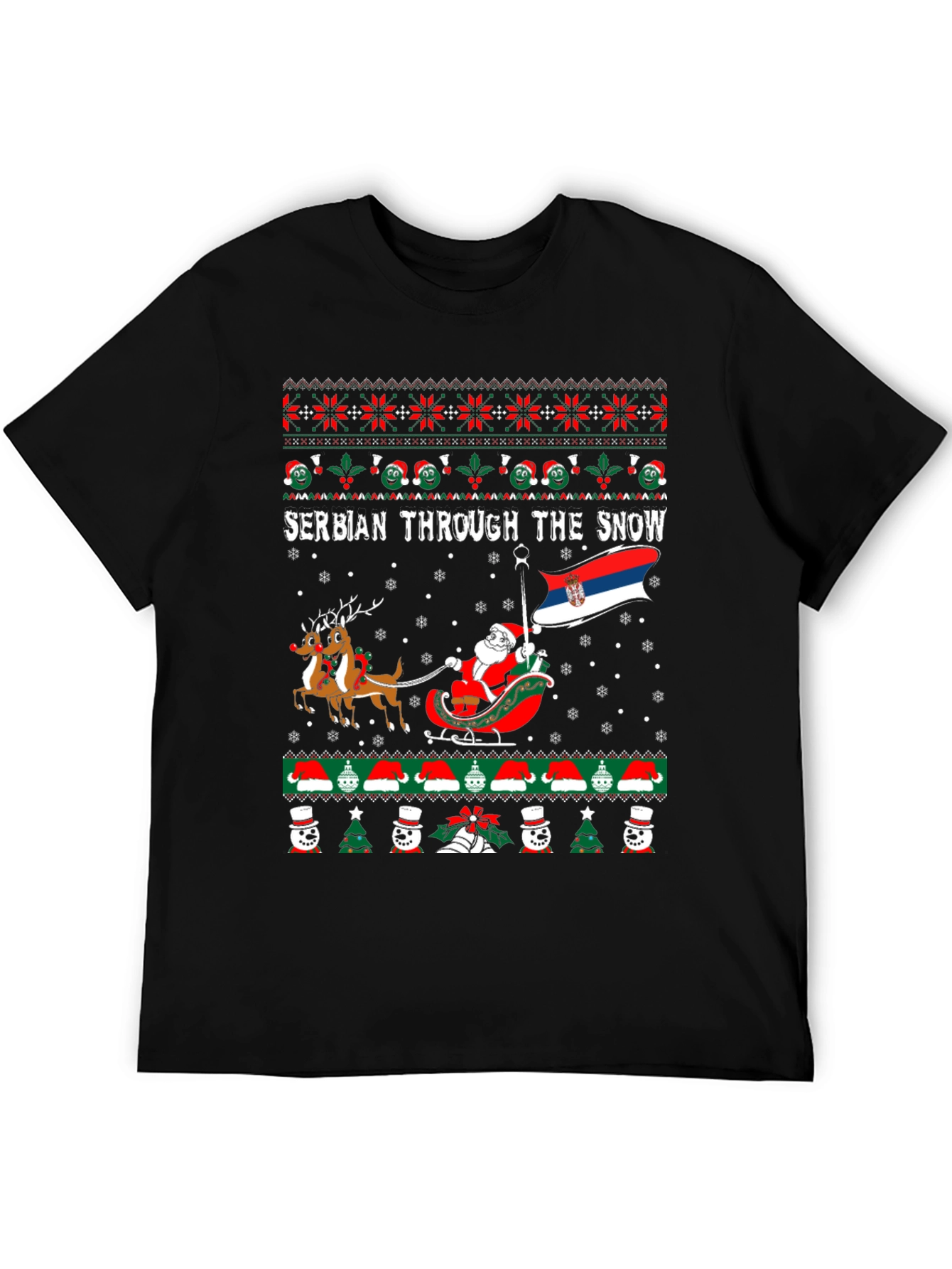 Serbian Through The Snow Ugly Christmas T-Shirt