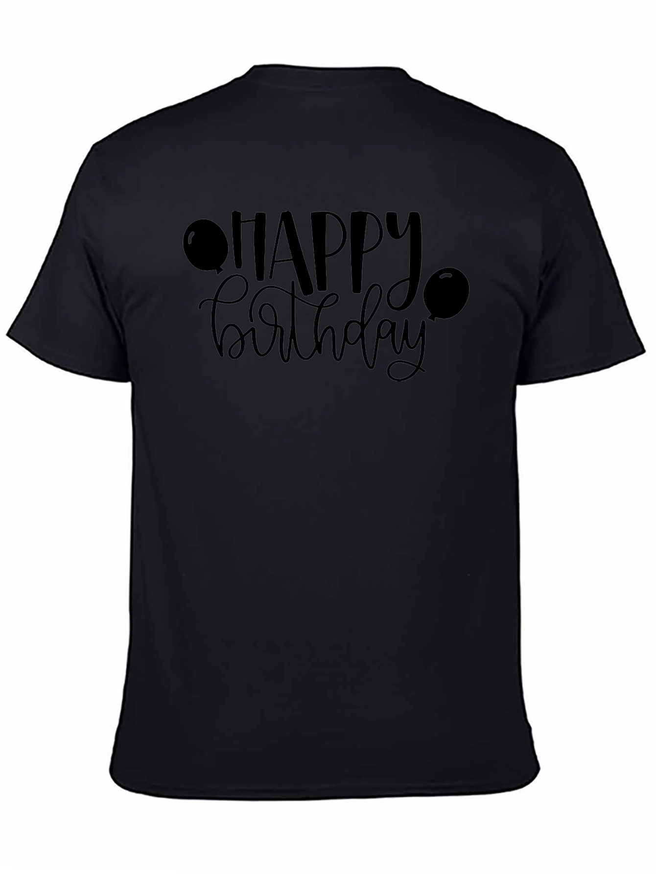 Happy Birthday Graphic Tee - Black Crew Neck
