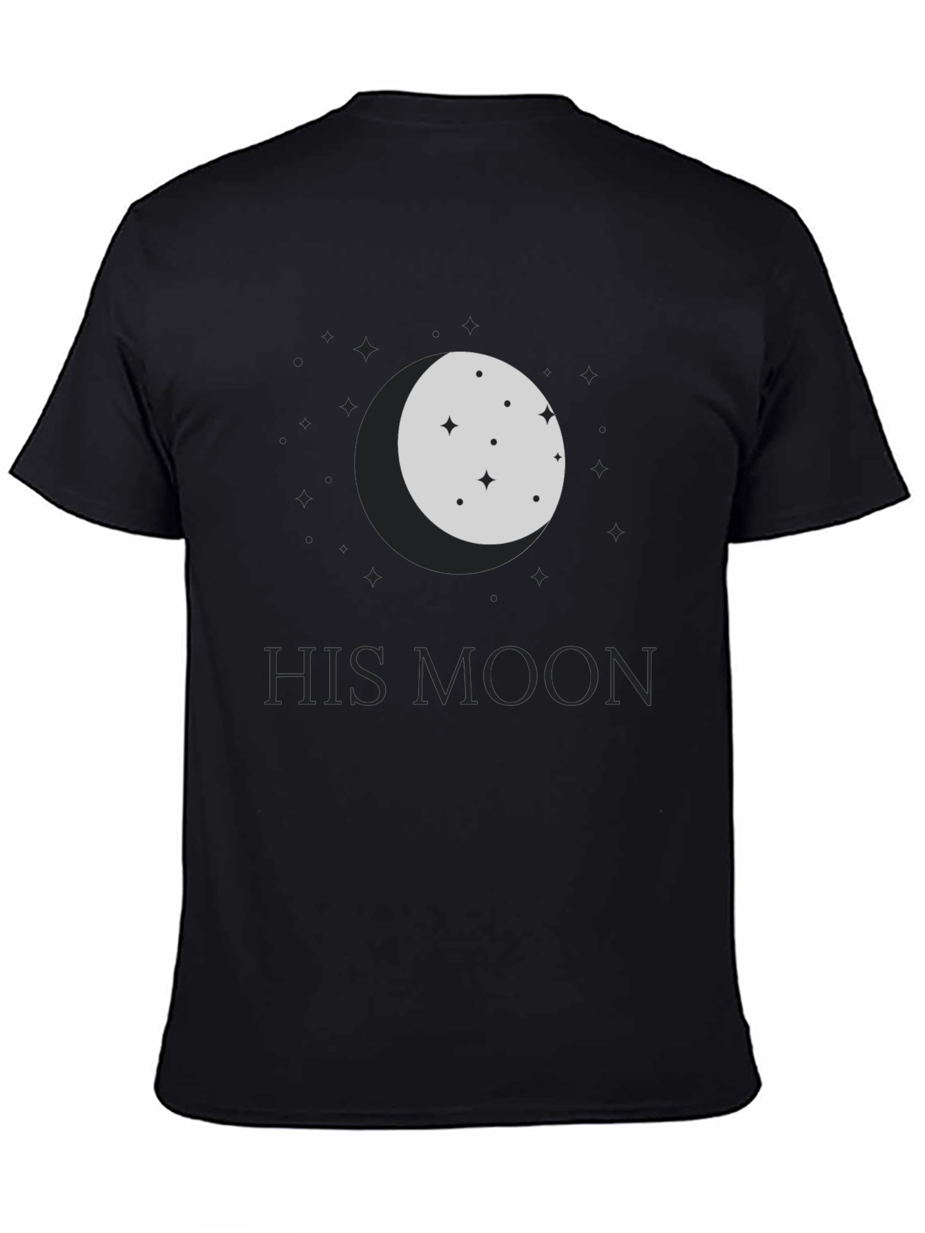 His Moon Black Graphic Tee - Celestial Design