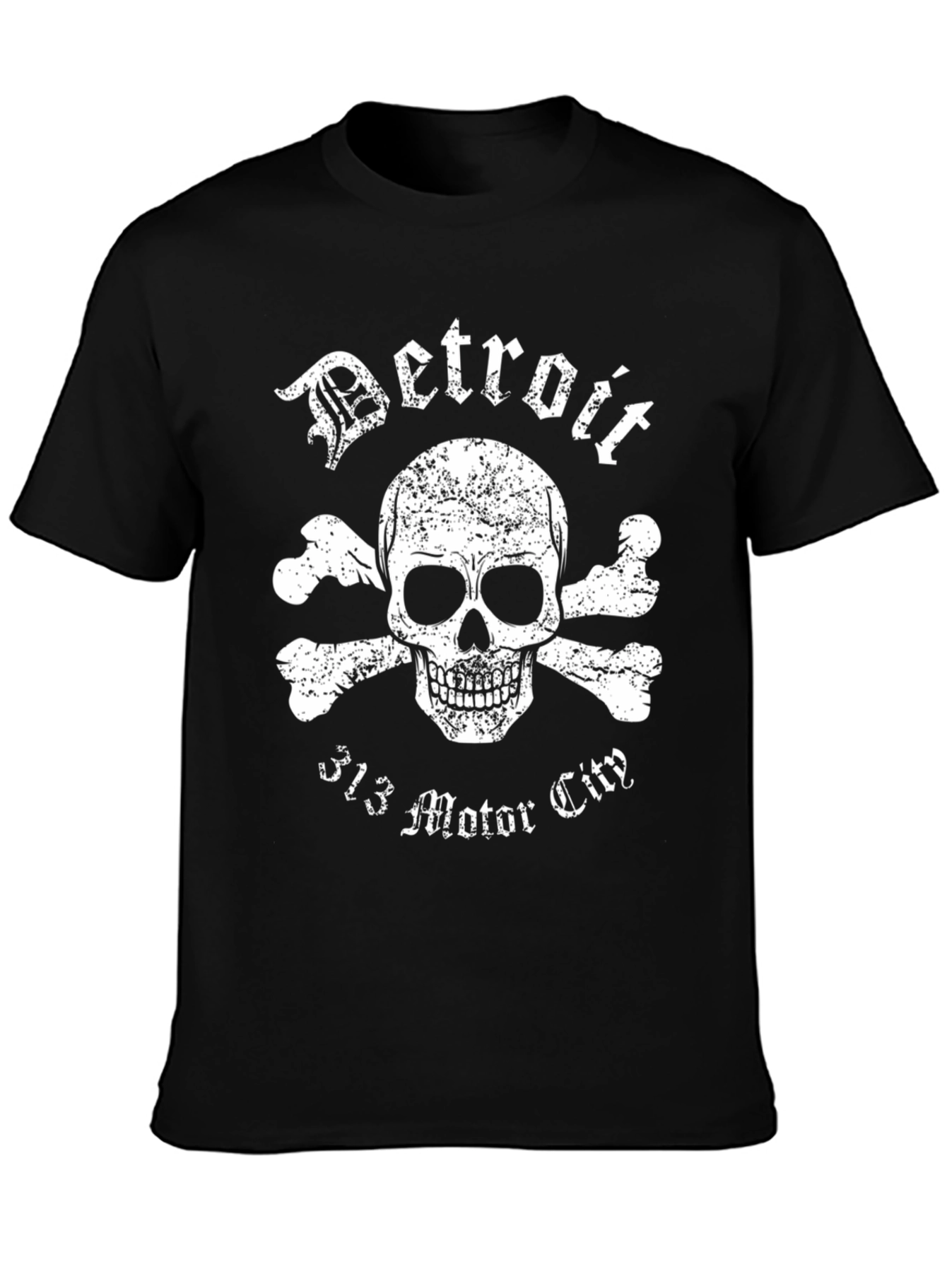 Detroit Motor City Skull Graphic T-Shirt