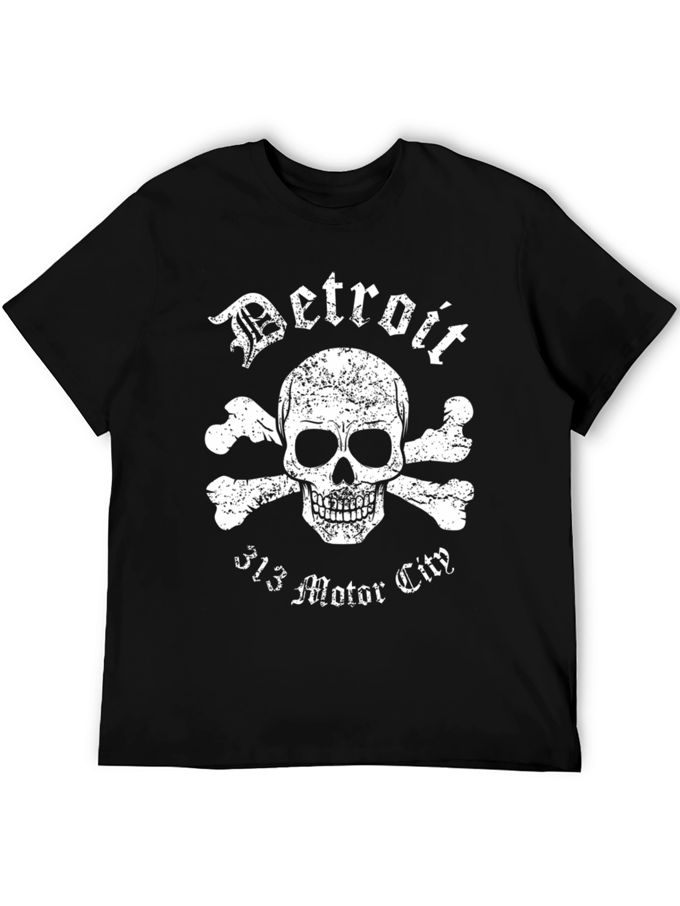Detroit Motor City Skull Graphic T-Shirt