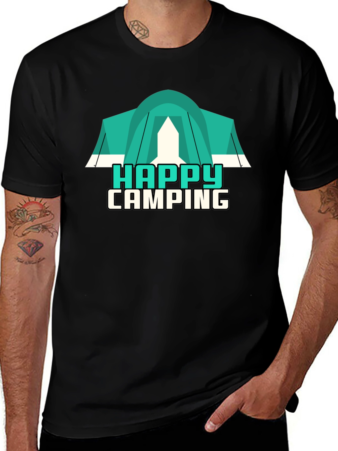 Happy Camping Graphic Tee - Black