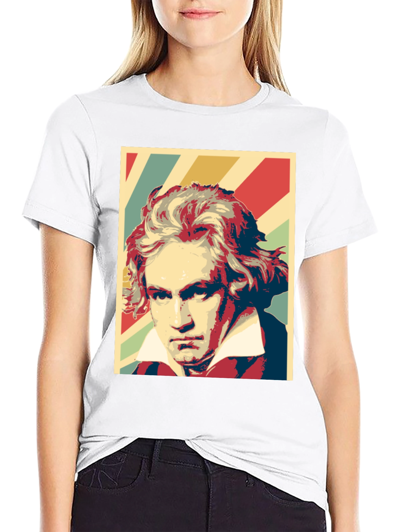Beethoven Graphic Print Mens Black T-Shirt