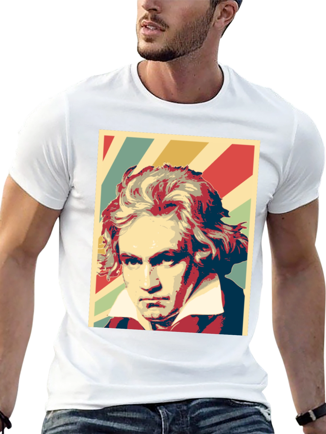 Beethoven Graphic Print Mens Black T-Shirt