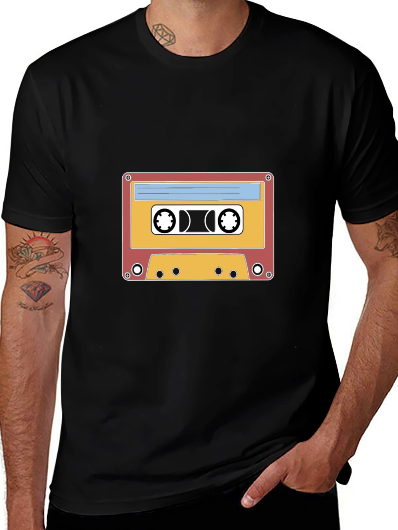 Retro Cassette Tape Graphic T-Shirt - Black