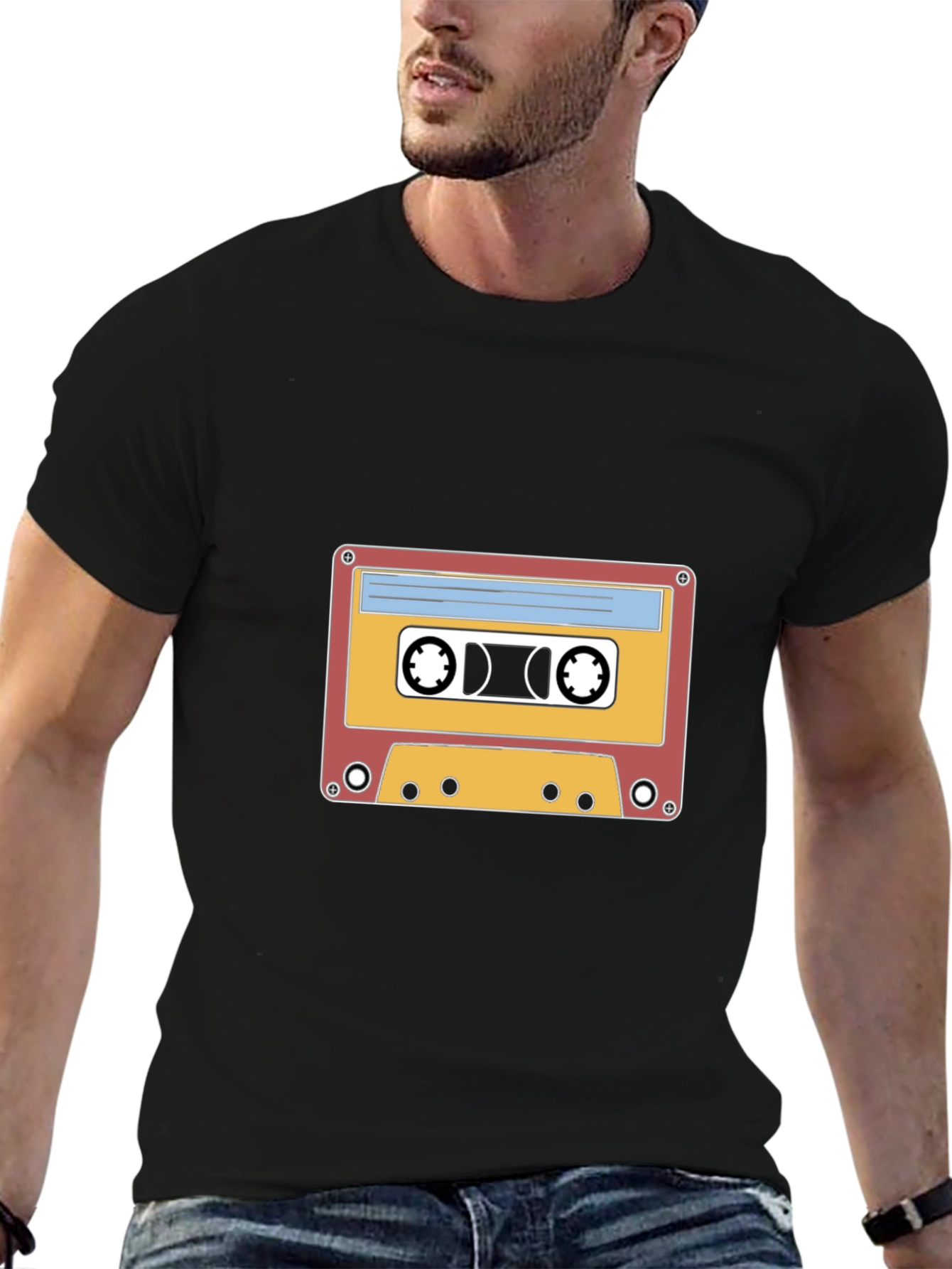Retro Cassette Tape Graphic T-Shirt - Black