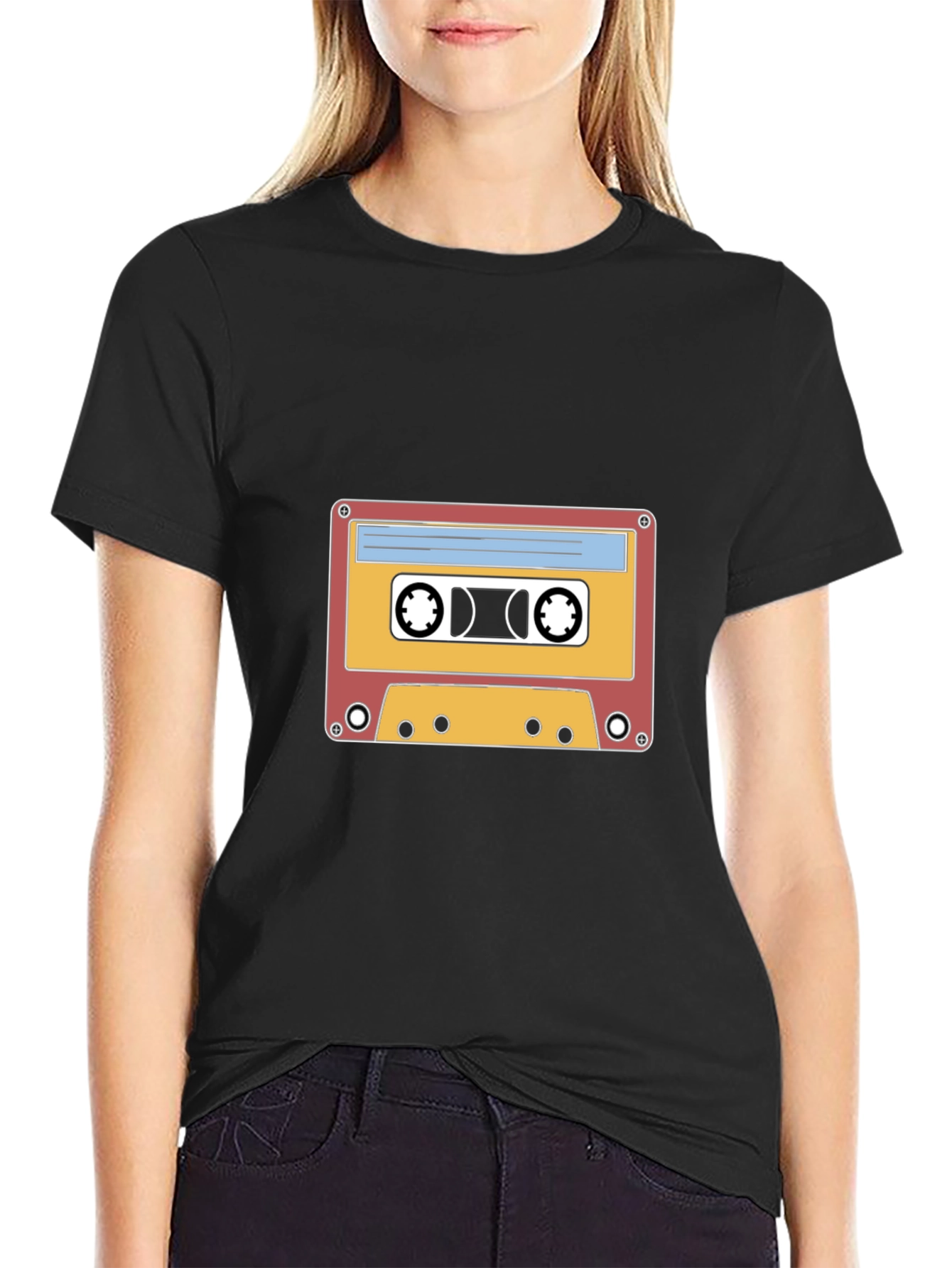 Retro Cassette Tape Graphic T-Shirt - Black