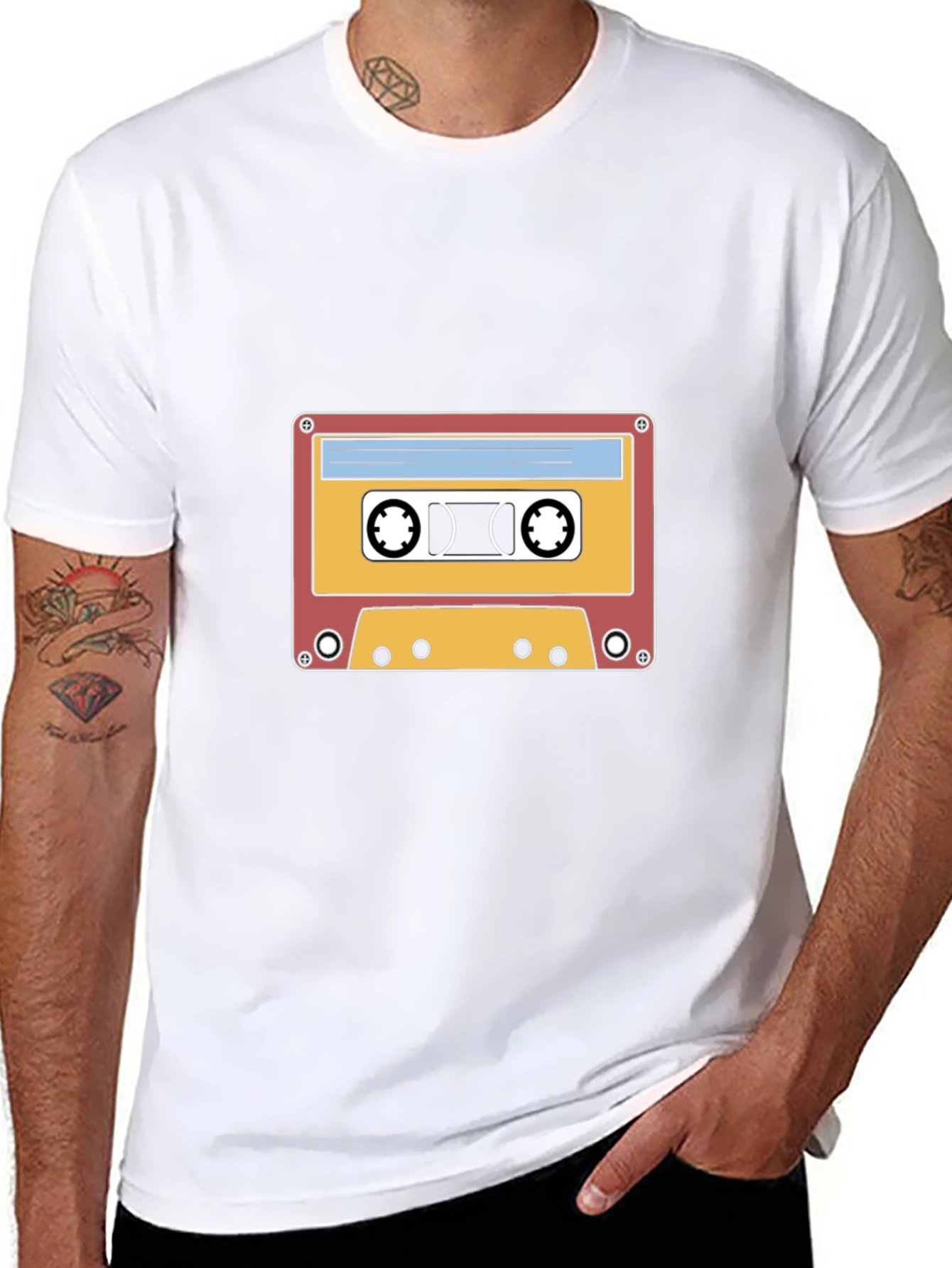 Retro Cassette Tape Graphic T-Shirt - Black