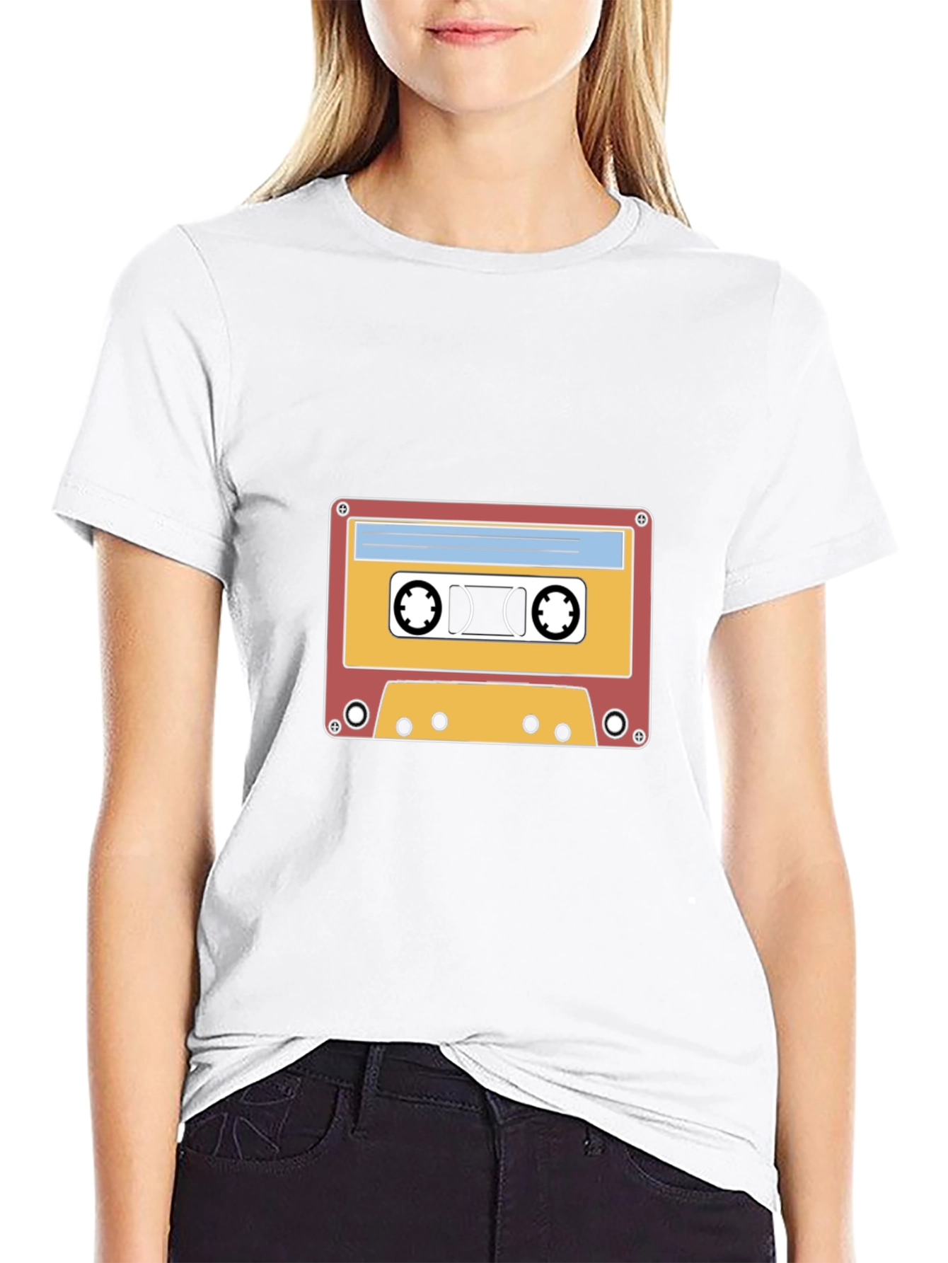 Retro Cassette Tape Graphic T-Shirt - Black