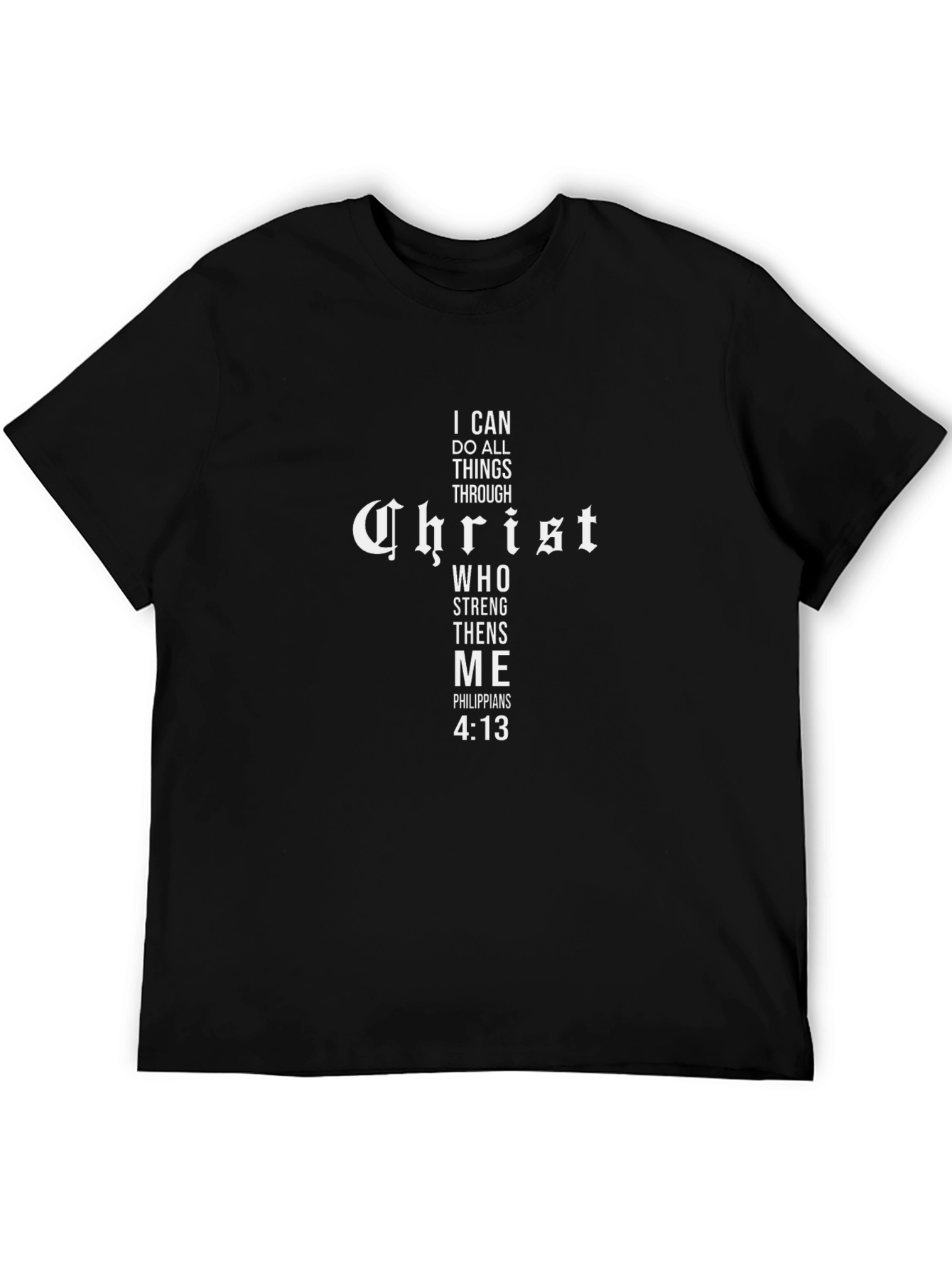 Faith-Based Christian Cross Graphic Black T-Shirt