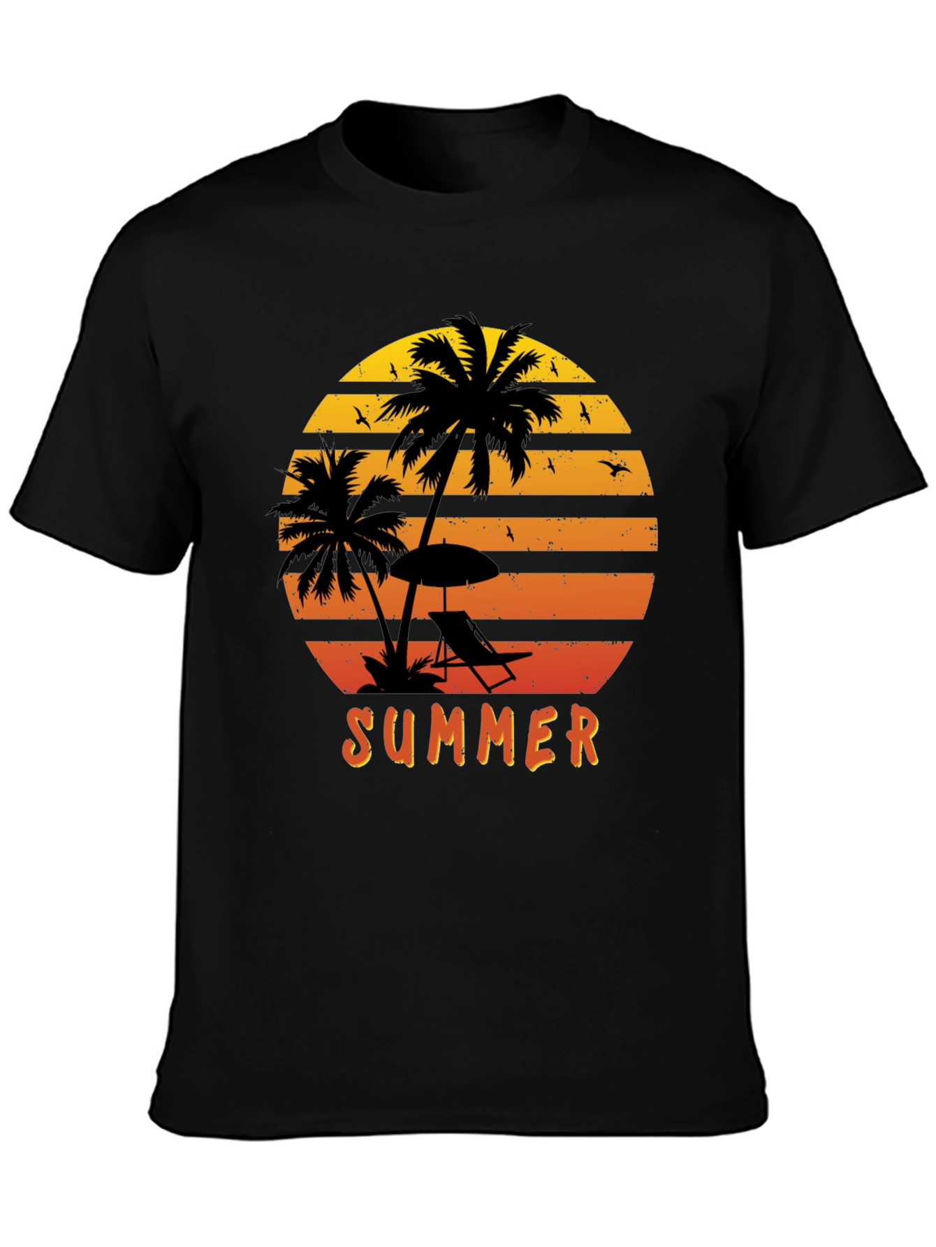 Summer Vibes Graphic Tee - Palm Tree Sunset Design