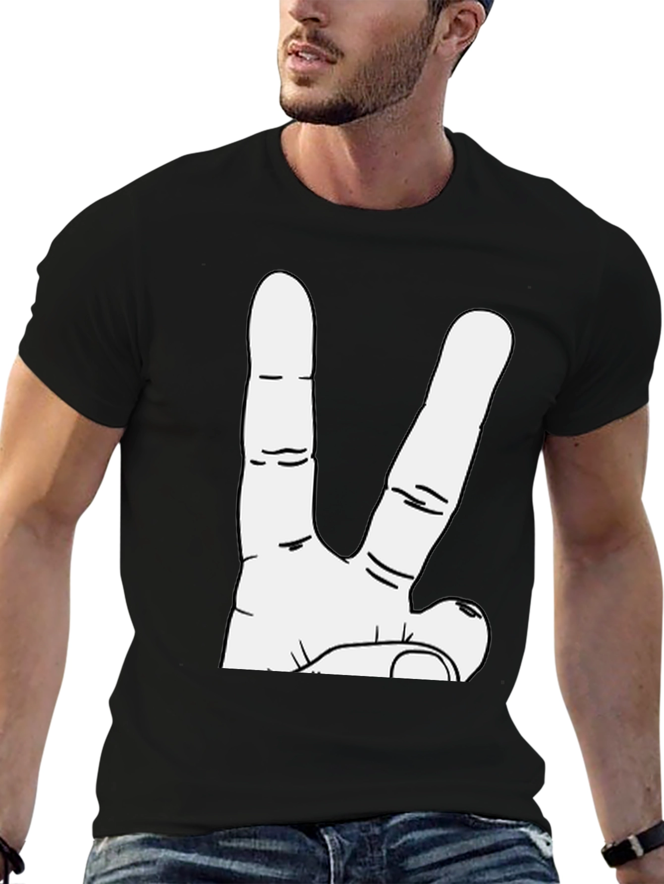 Peace Sign Graphic Tee - Black Cotton T-Shirt