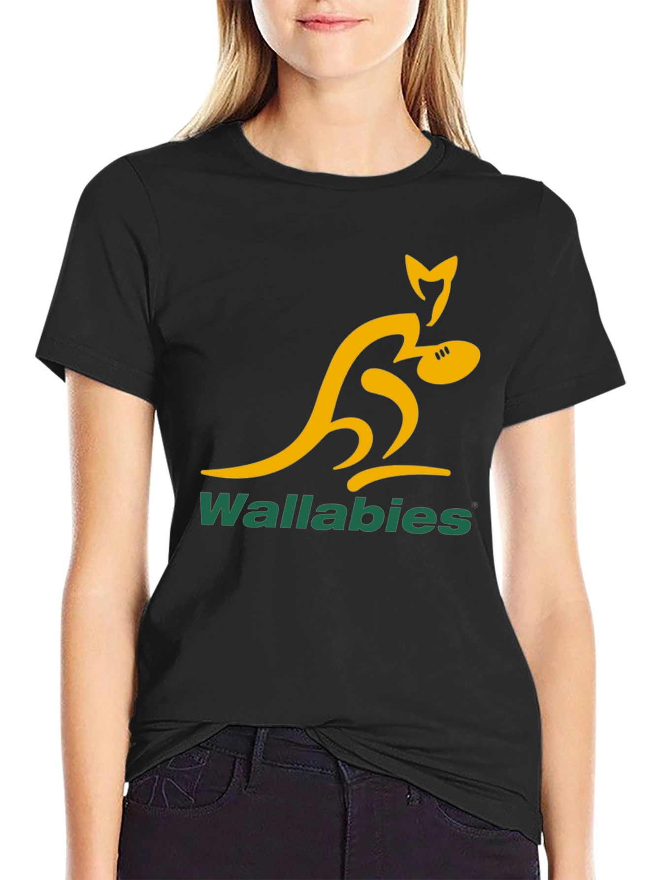 Wallabies Rugby T-Shirt - Black Cotton Tee