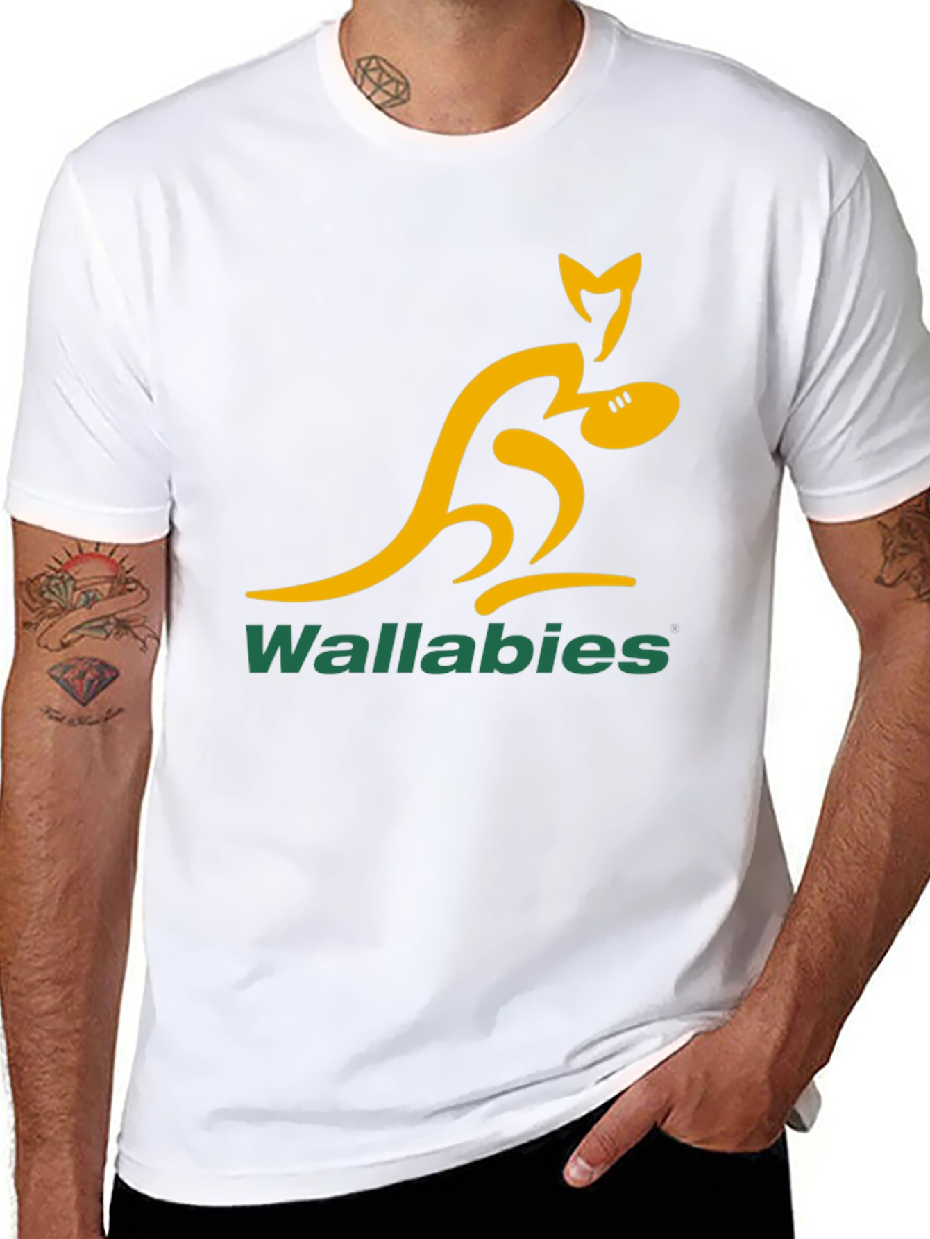 Wallabies Rugby T-Shirt - Black Cotton Tee