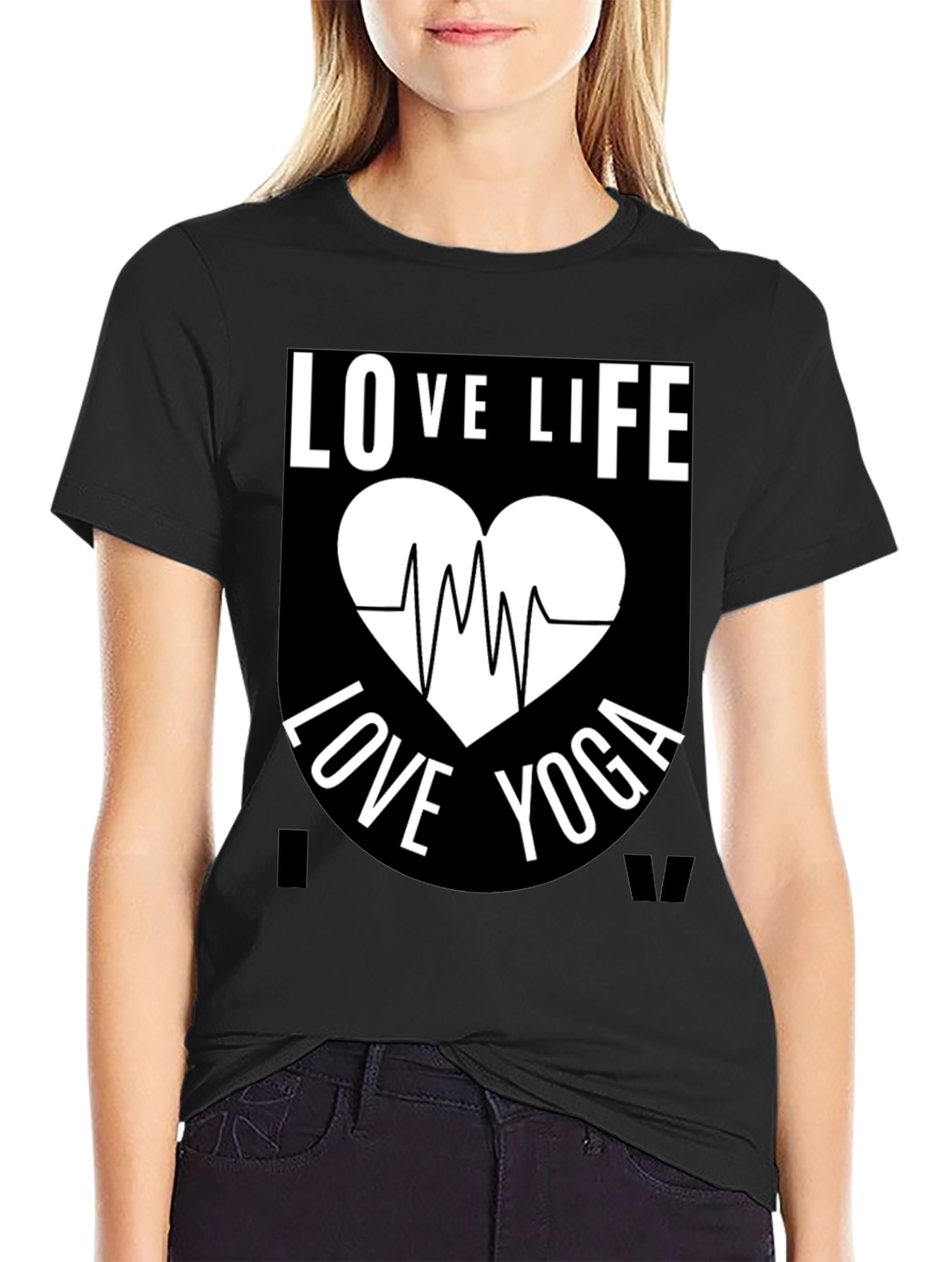 Love Life Yoga Graphic T-Shirt - Black