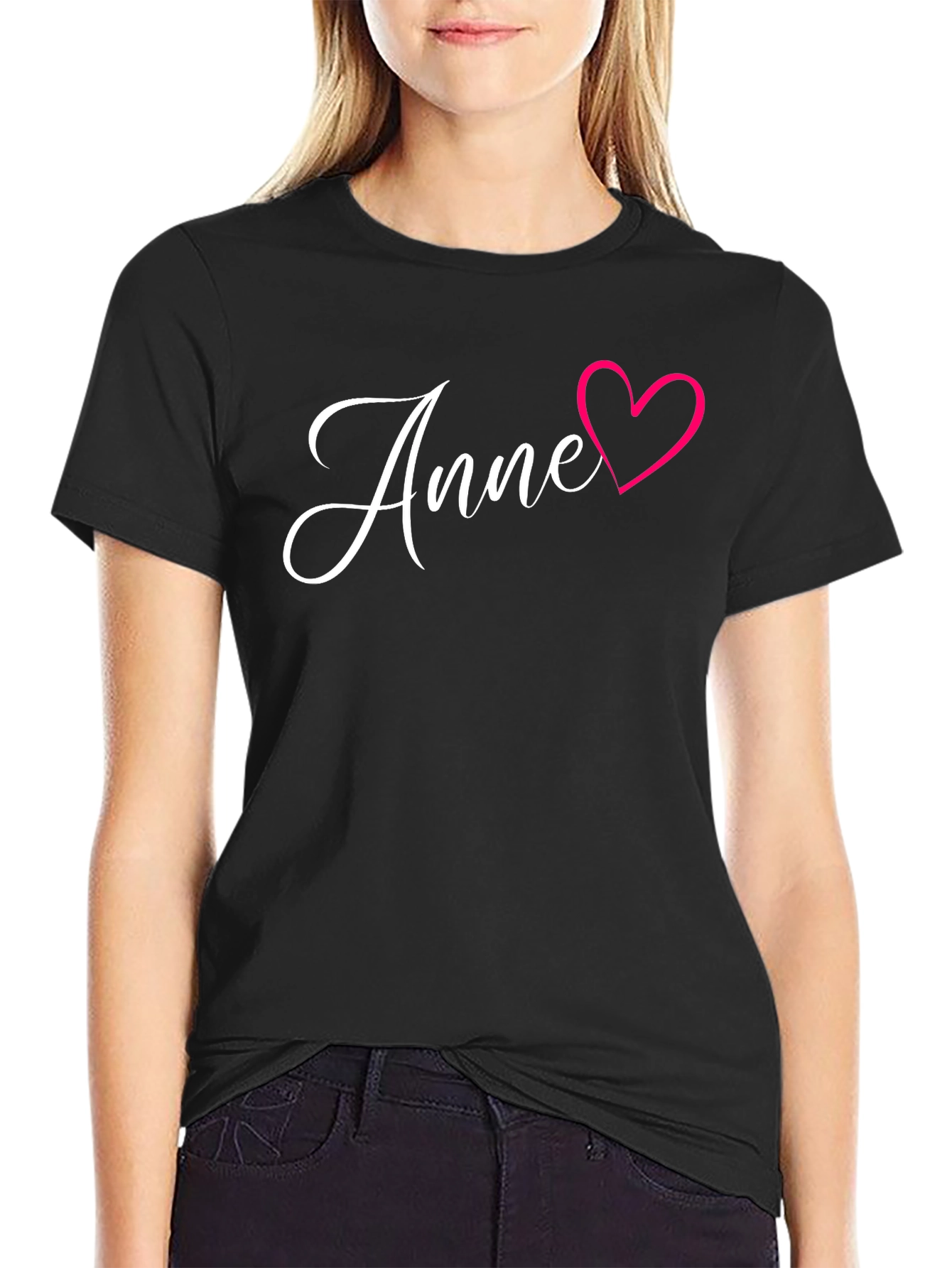 Anne Heart Graphic Black T-Shirt