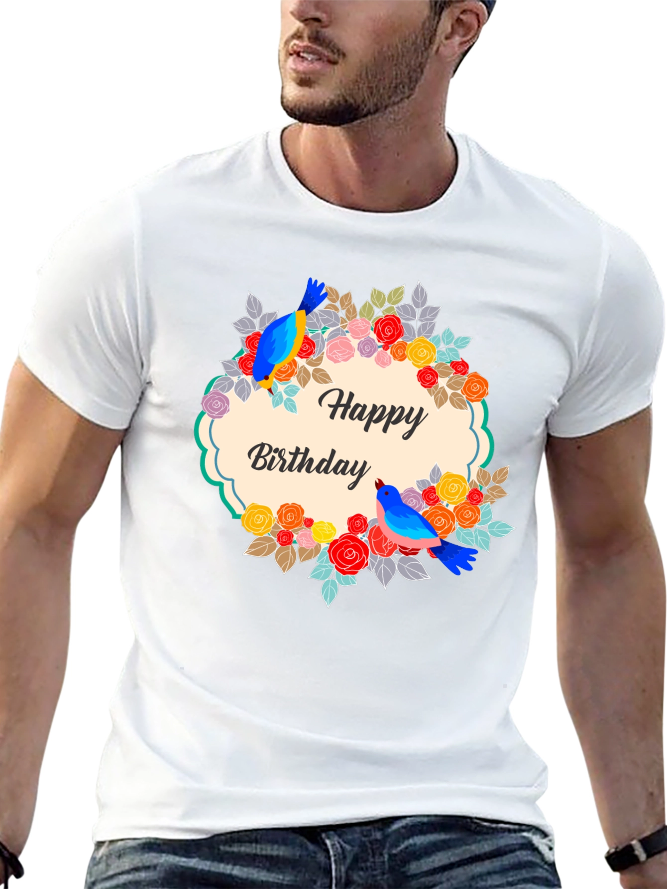 Happy Birthday Floral Bird T-Shirt