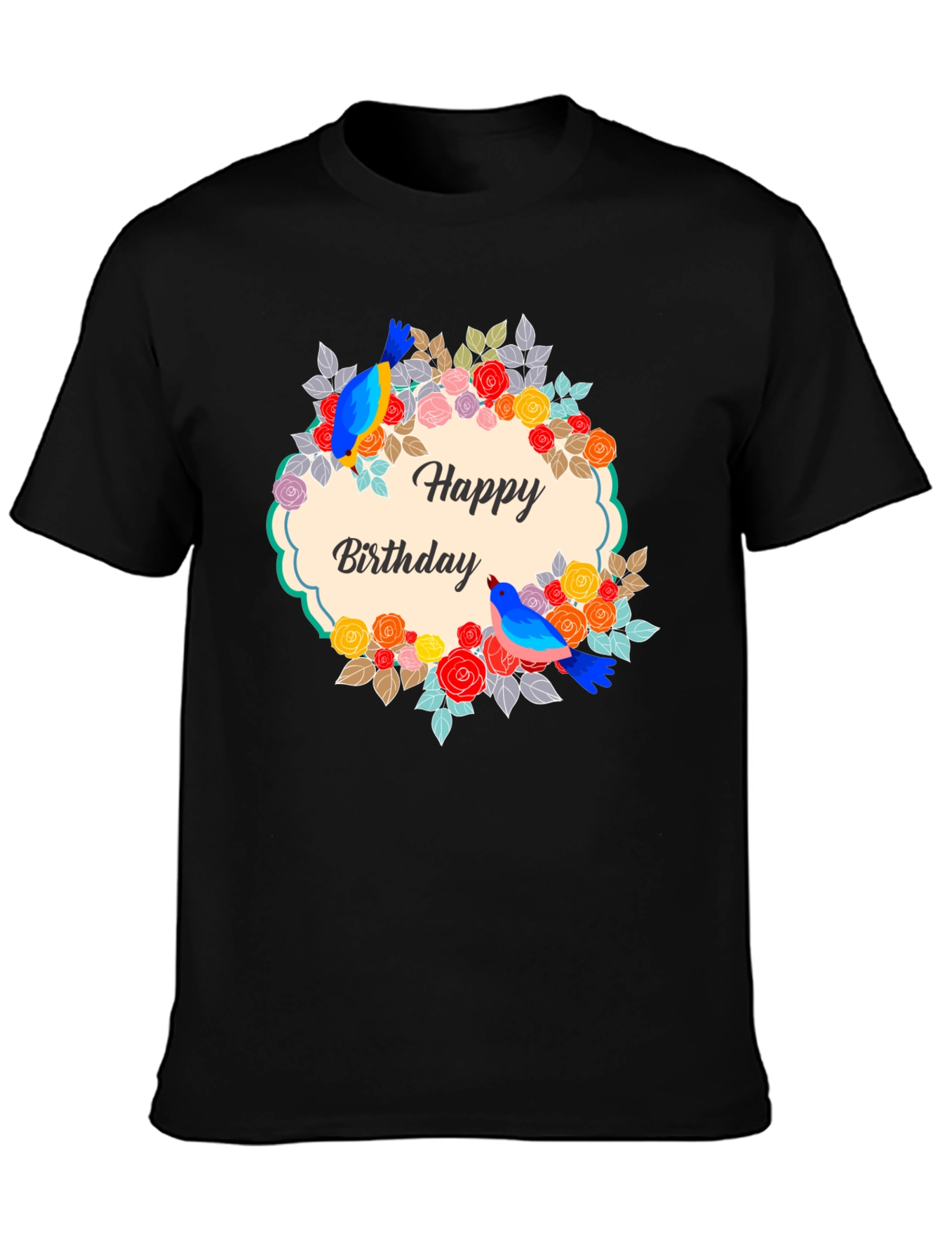 Happy Birthday Floral Bird T-Shirt