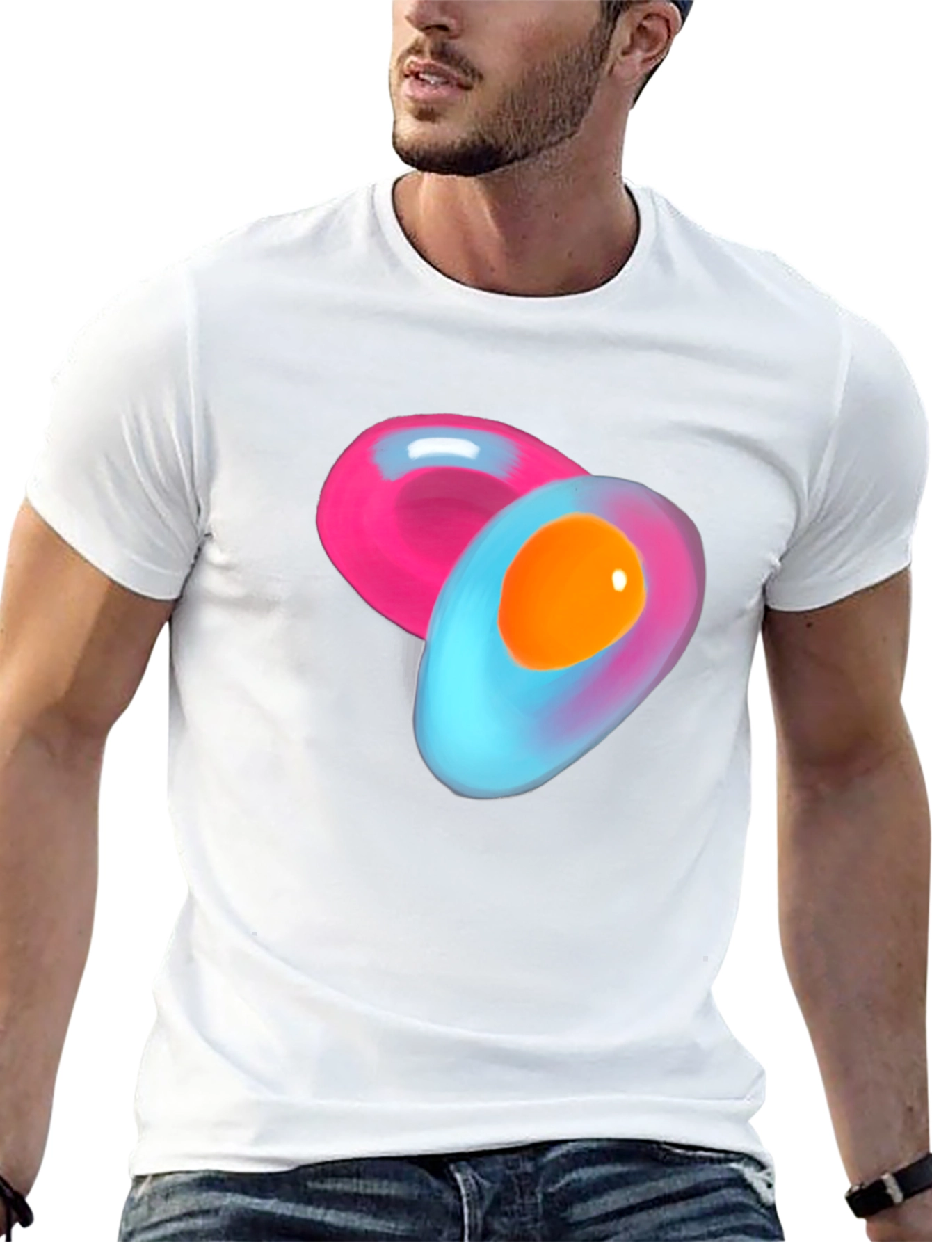 Abstract Egg Design Black Cotton T-Shirt