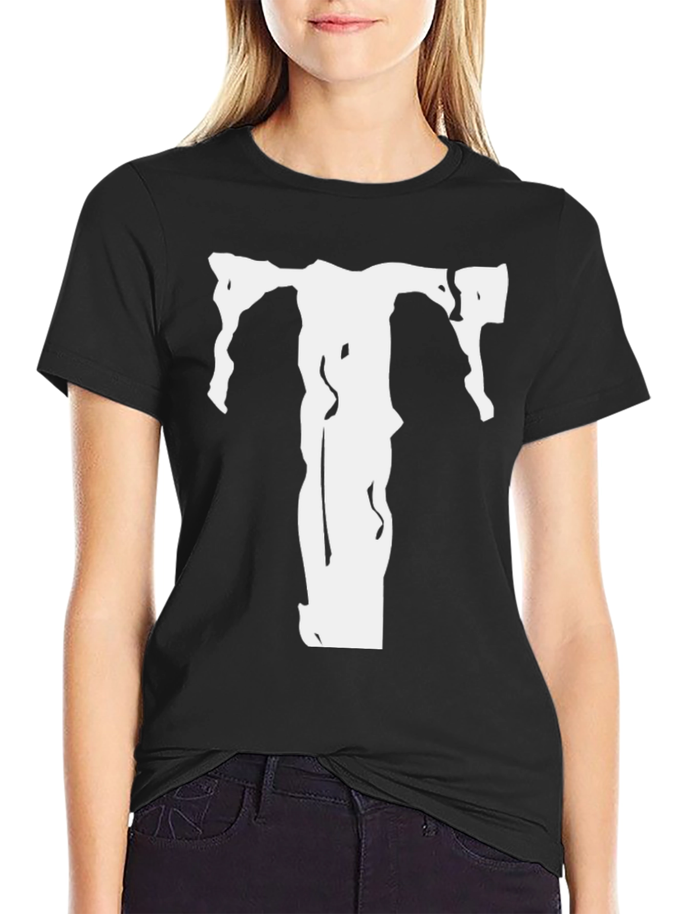 Black T-Shirt with White T Graphic